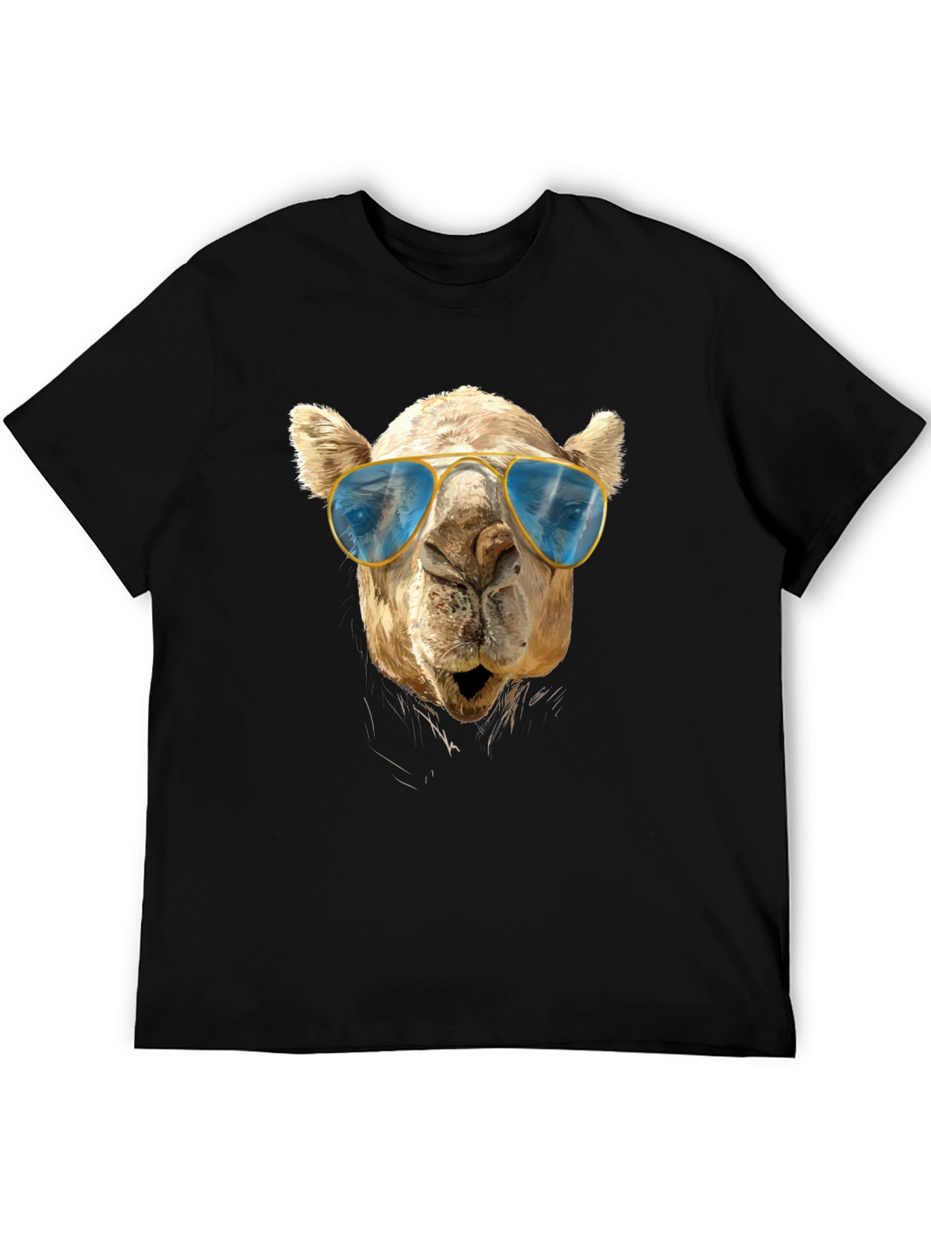 Cool Camel Tee - Sunglasses Graphic Black T-Shirt