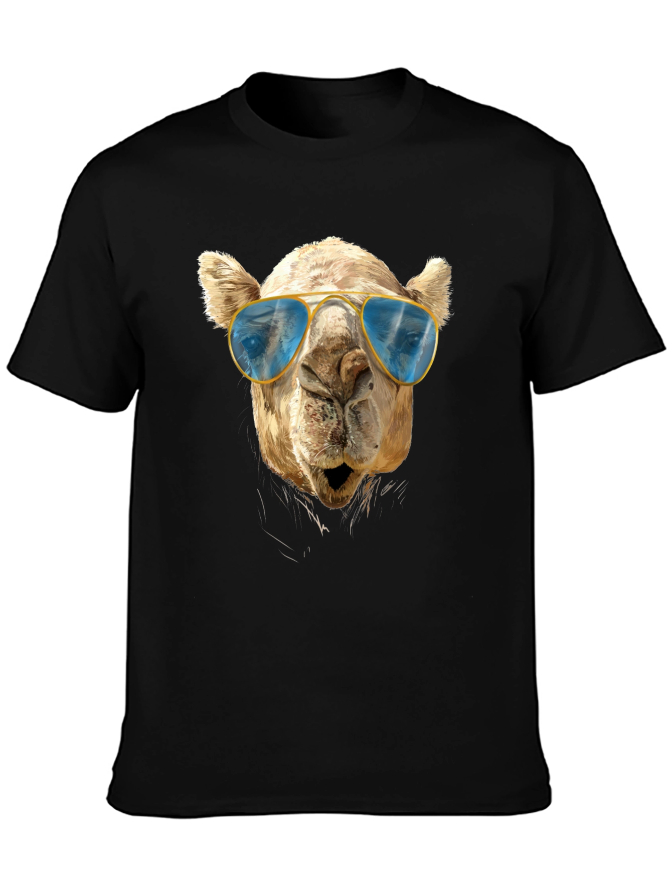Cool Camel Tee - Sunglasses Graphic Black T-Shirt