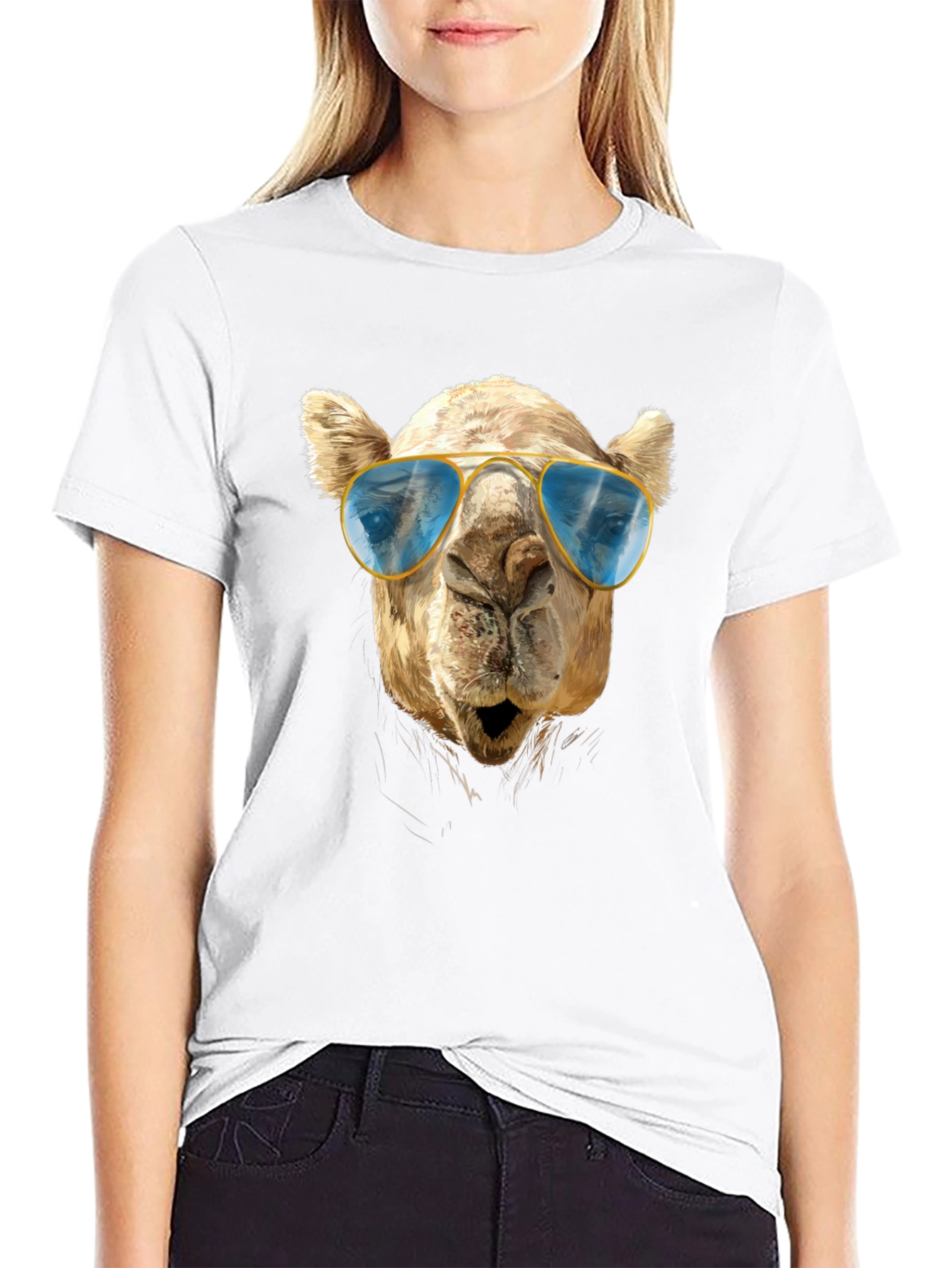 Cool Camel Tee - Sunglasses Graphic Black T-Shirt
