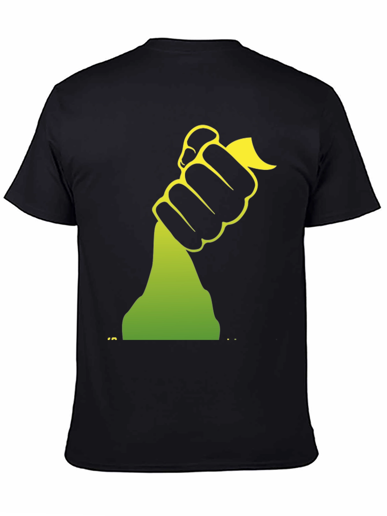 Black Graphic Tee - Hand Holding Green Object