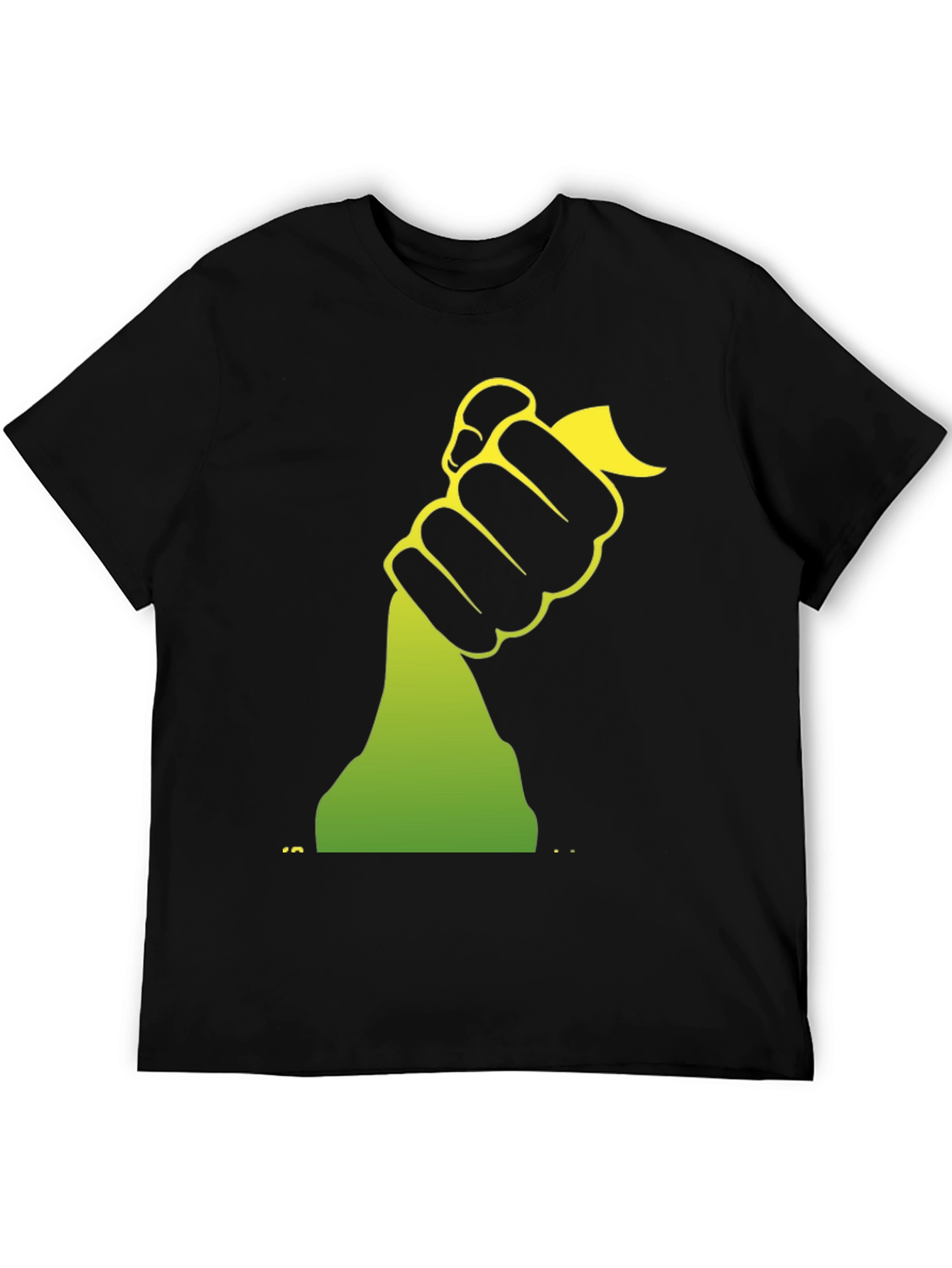 Black Graphic Tee - Hand Holding Green Object
