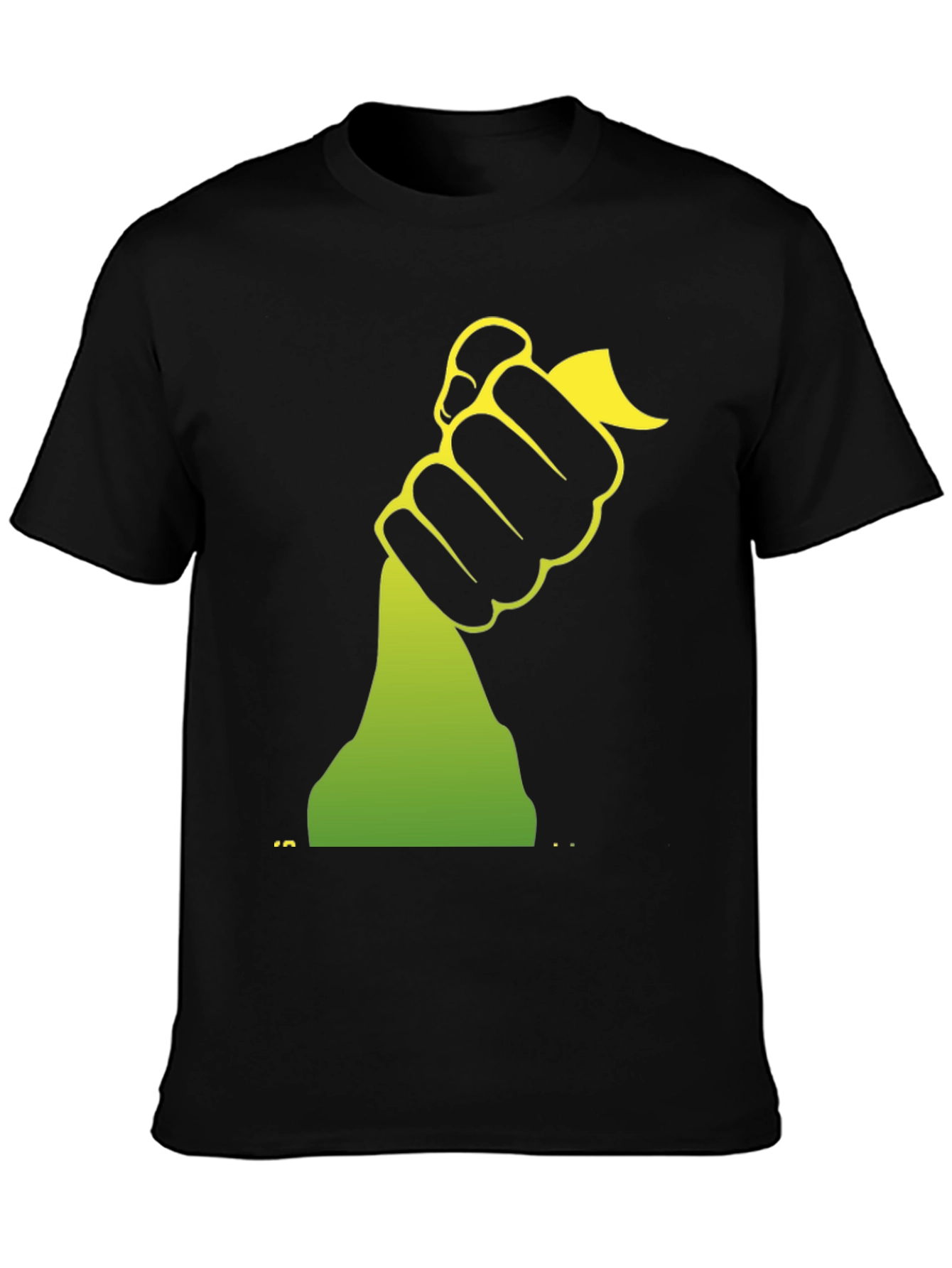 Black Graphic Tee - Hand Holding Green Object