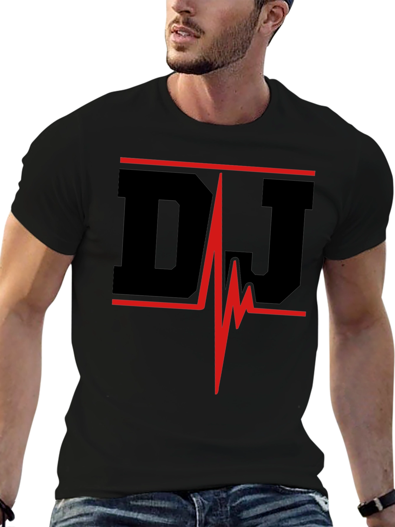 DJ Heartbeat Black Graphic Tee