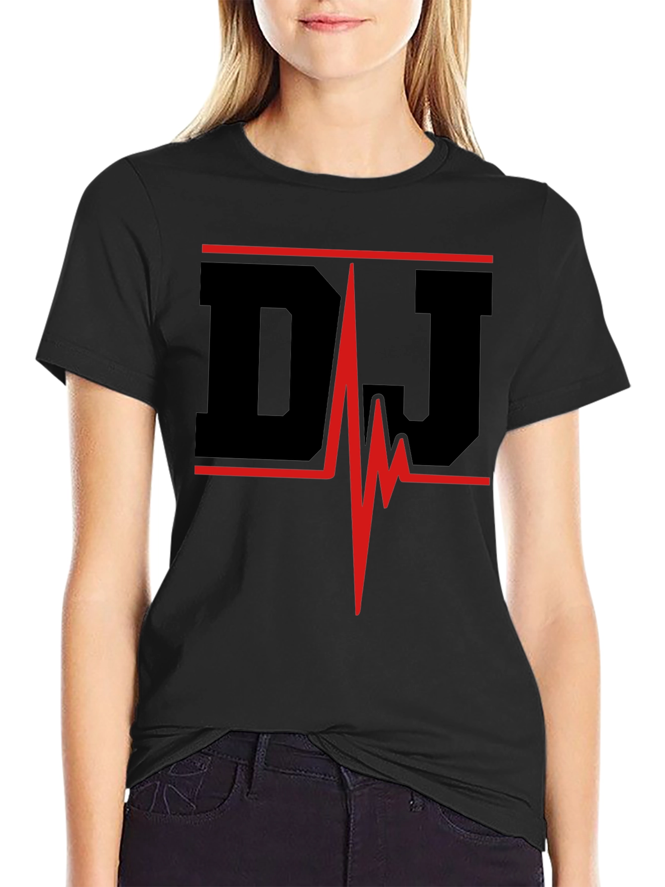 DJ Heartbeat Black Graphic Tee
