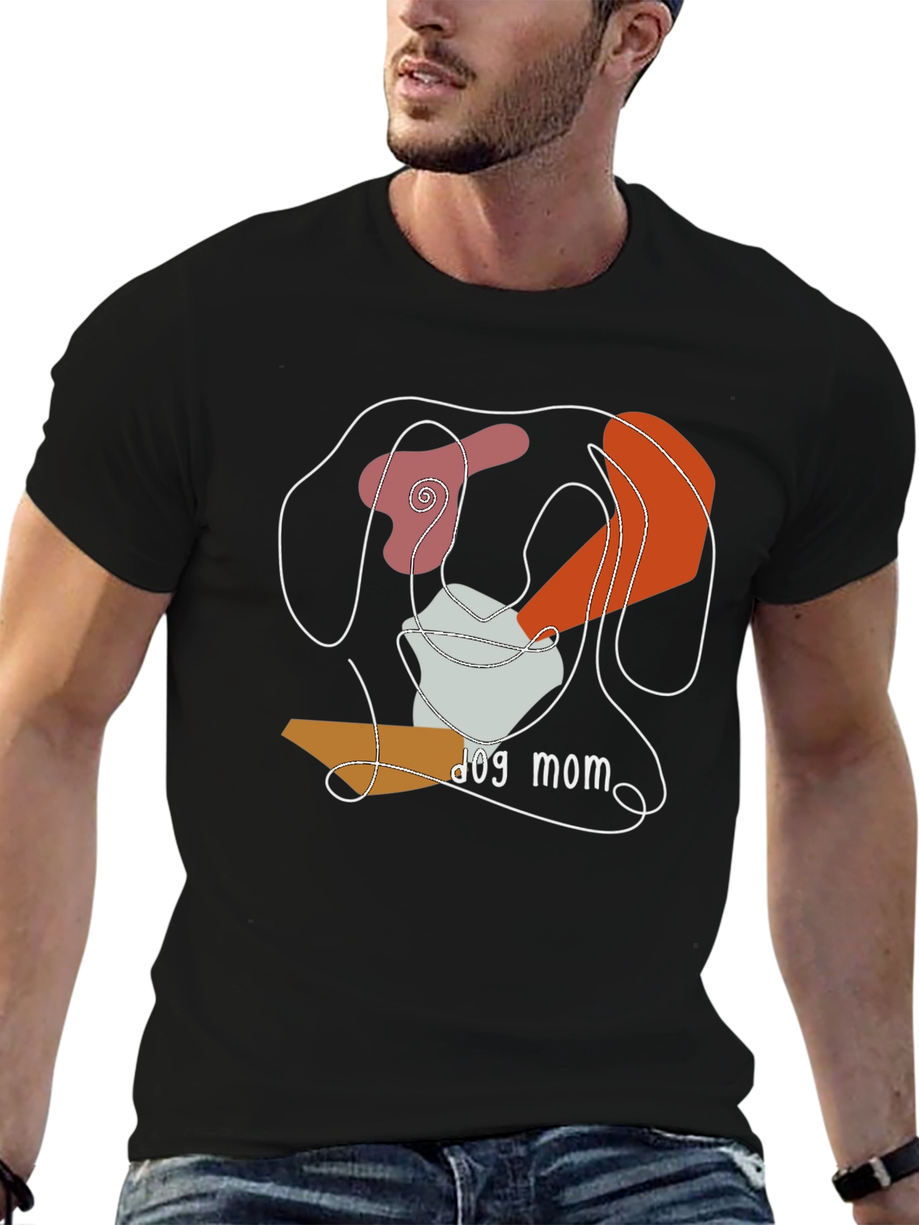 Dog Mom Abstract Graphic Tee - Black