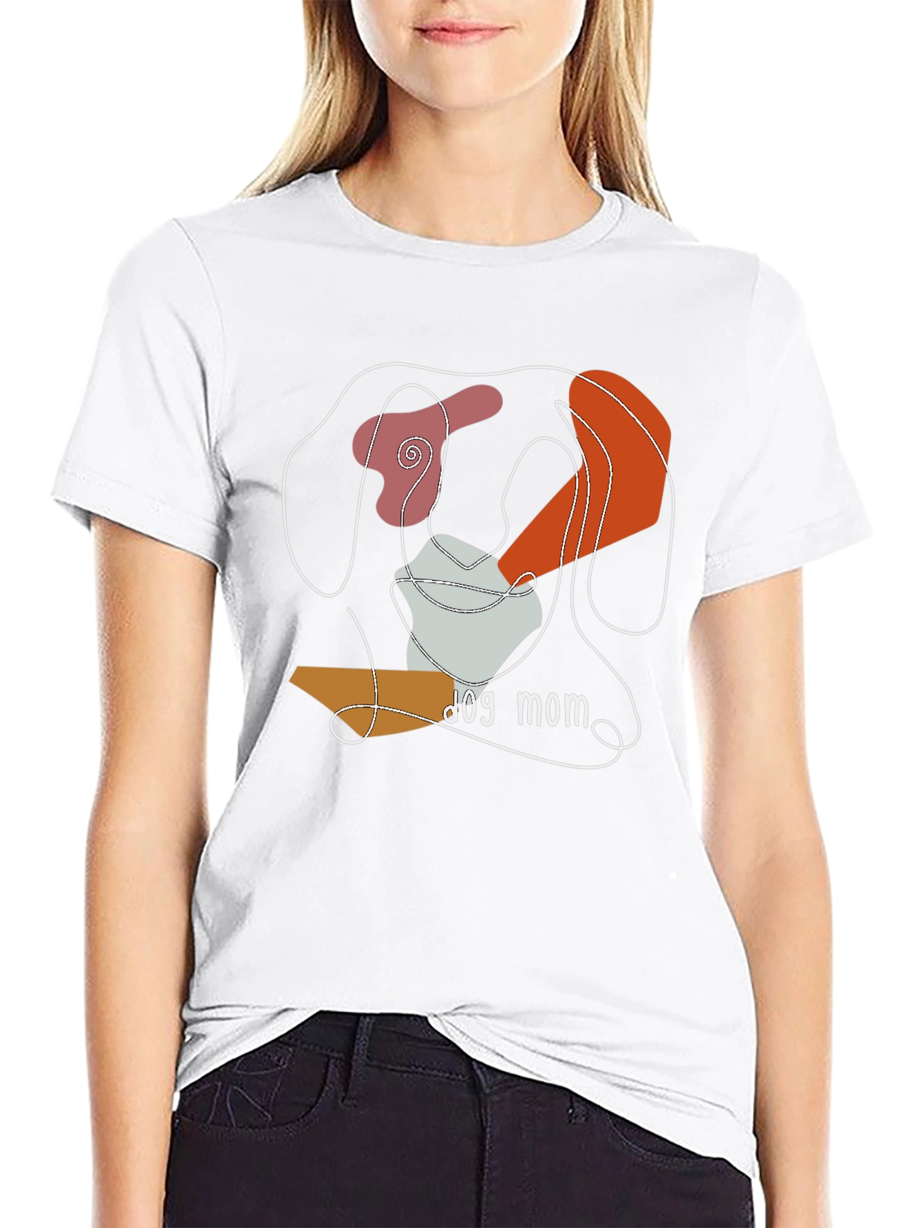 Dog Mom Abstract Graphic Tee - Black