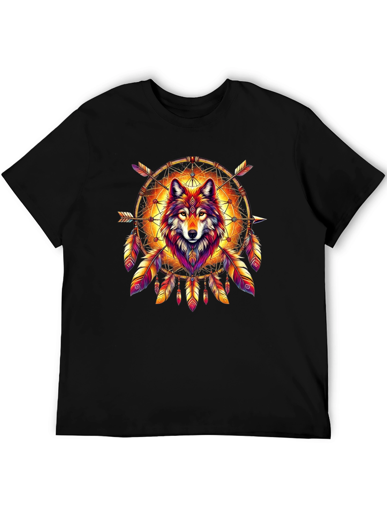 Wolf Dreamcatcher Graphic Tee - Stylish Mens T-Shirt