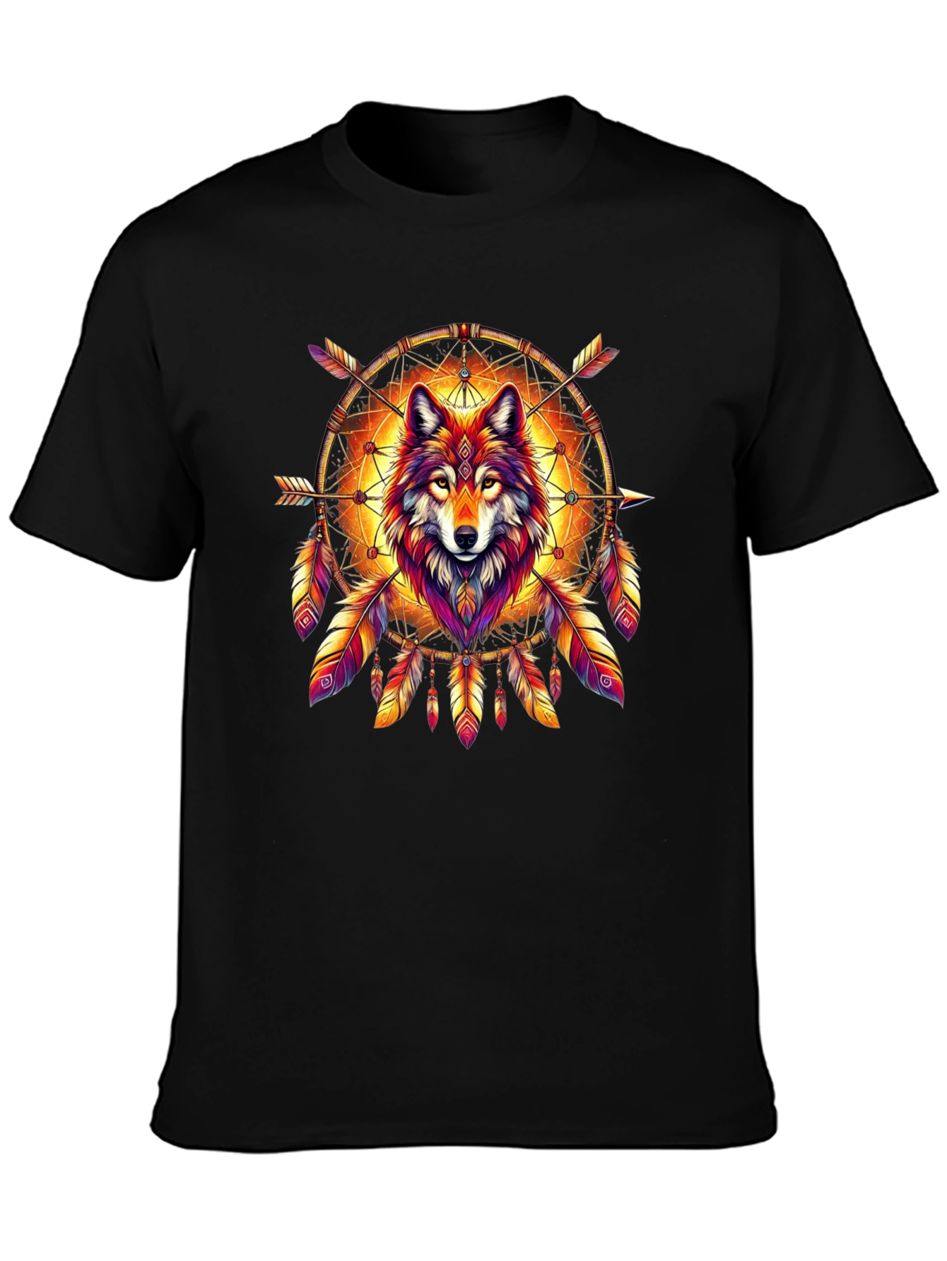 Wolf Dreamcatcher Graphic Tee - Stylish Mens T-Shirt