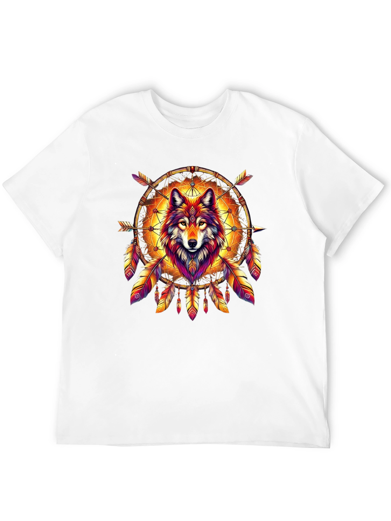 Wolf Dreamcatcher Graphic Tee - Stylish Mens T-Shirt