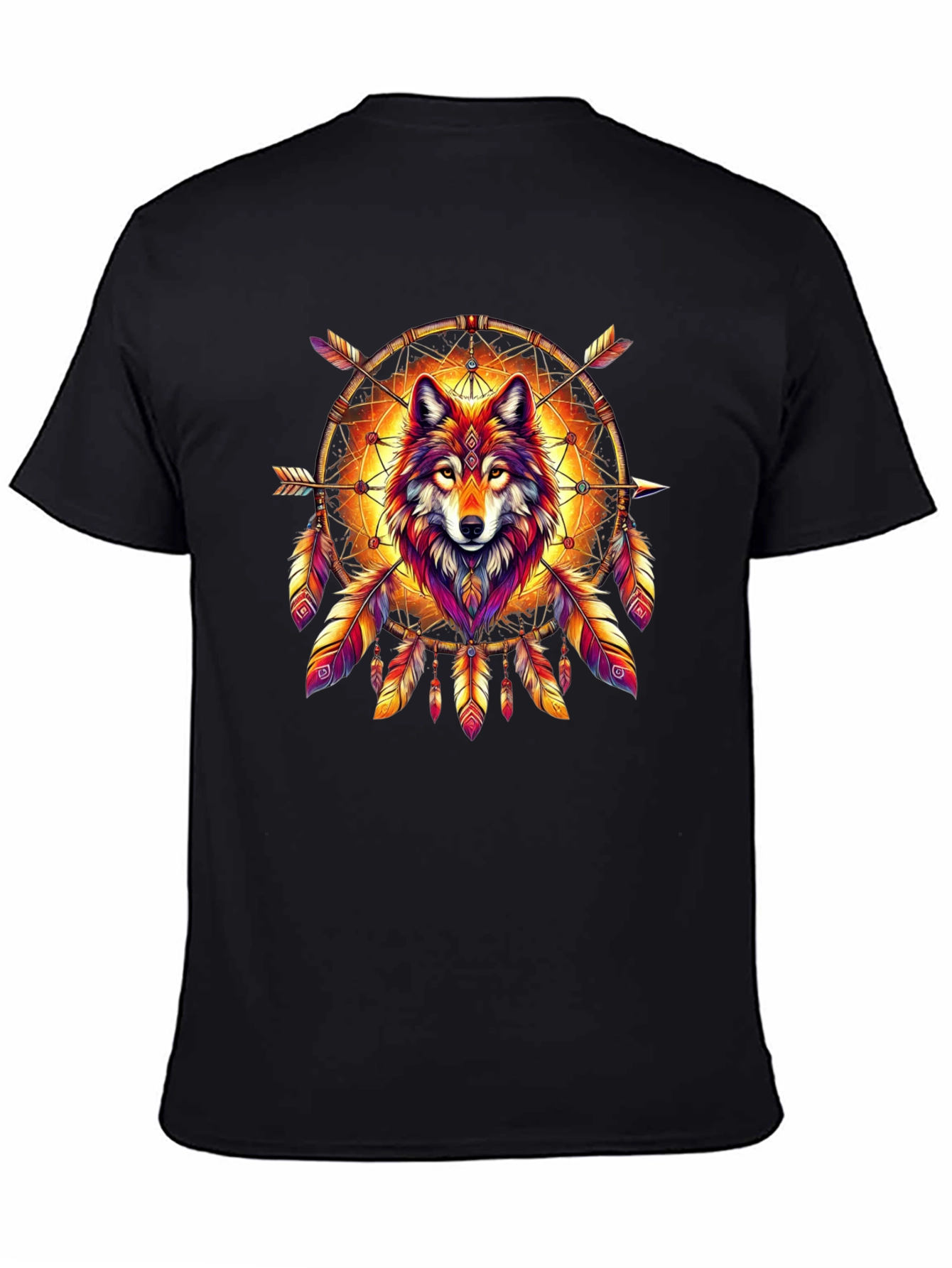 Wolf Dreamcatcher Graphic Tee - Stylish Mens T-Shirt
