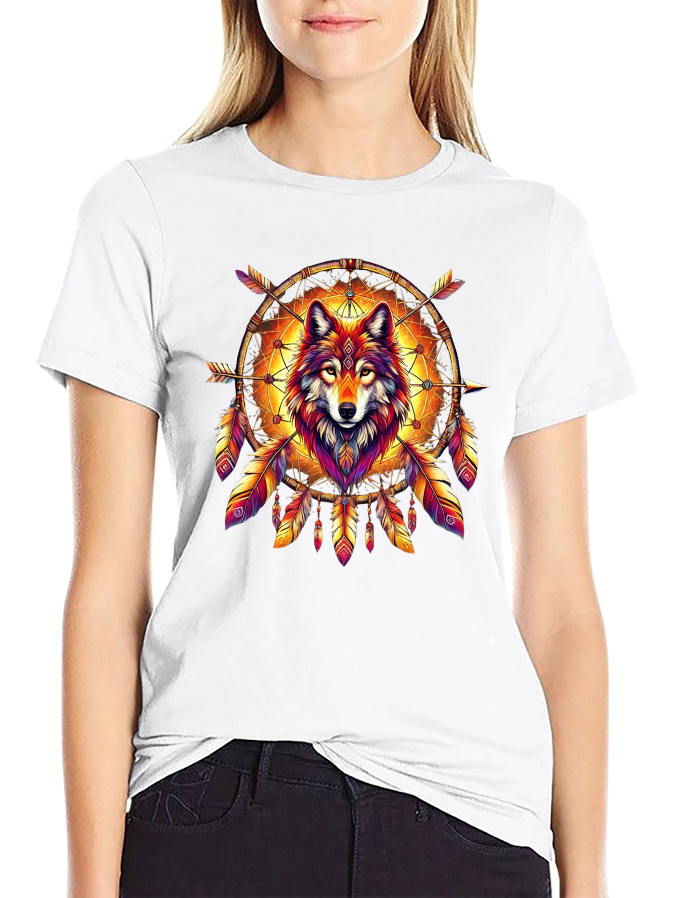 Wolf Dreamcatcher Graphic Tee - Stylish Mens T-Shirt