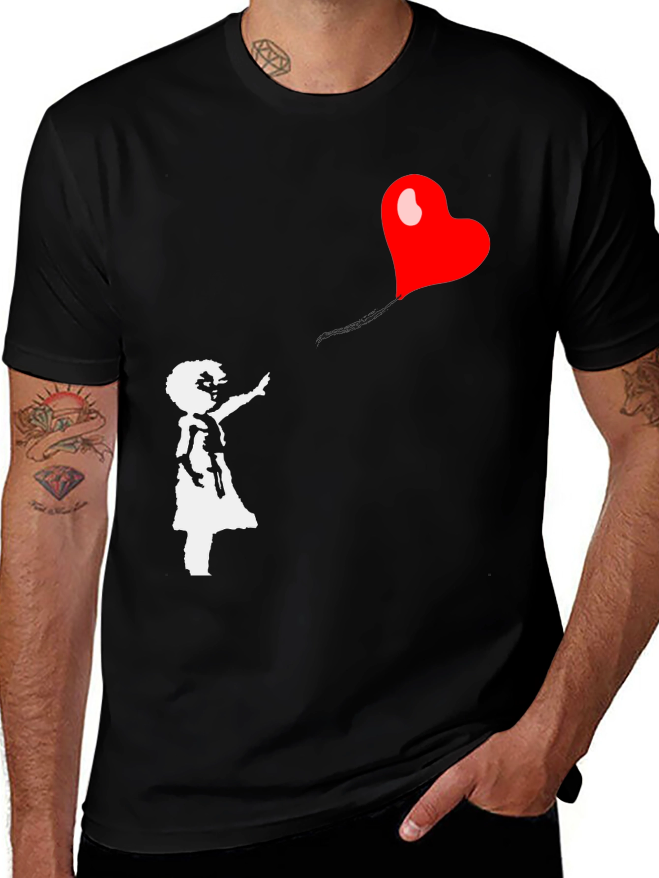 Banksy Girl with Heart Balloon Graphic Tee