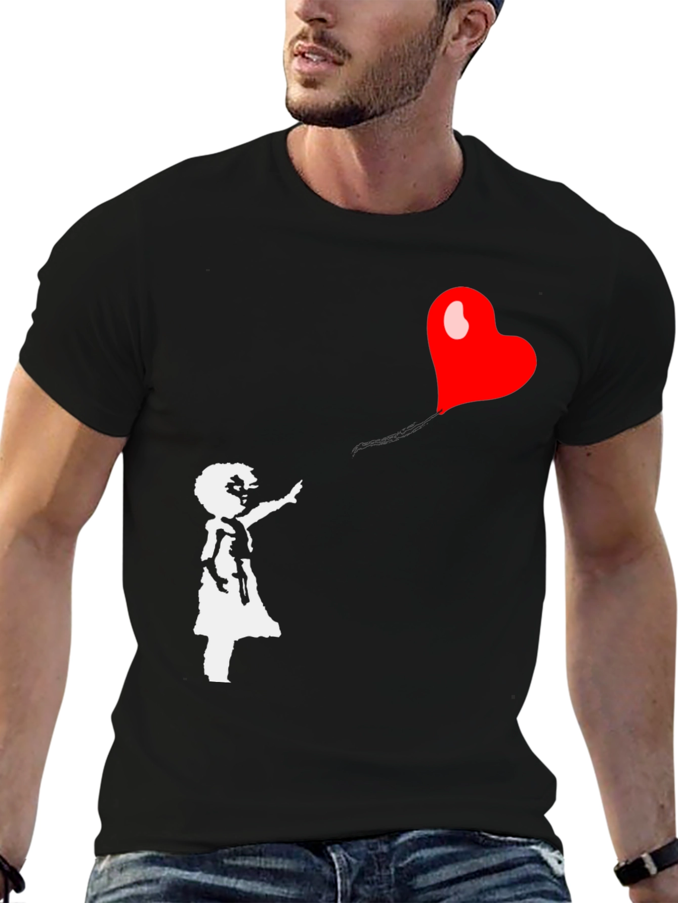 Banksy Girl with Heart Balloon Graphic Tee