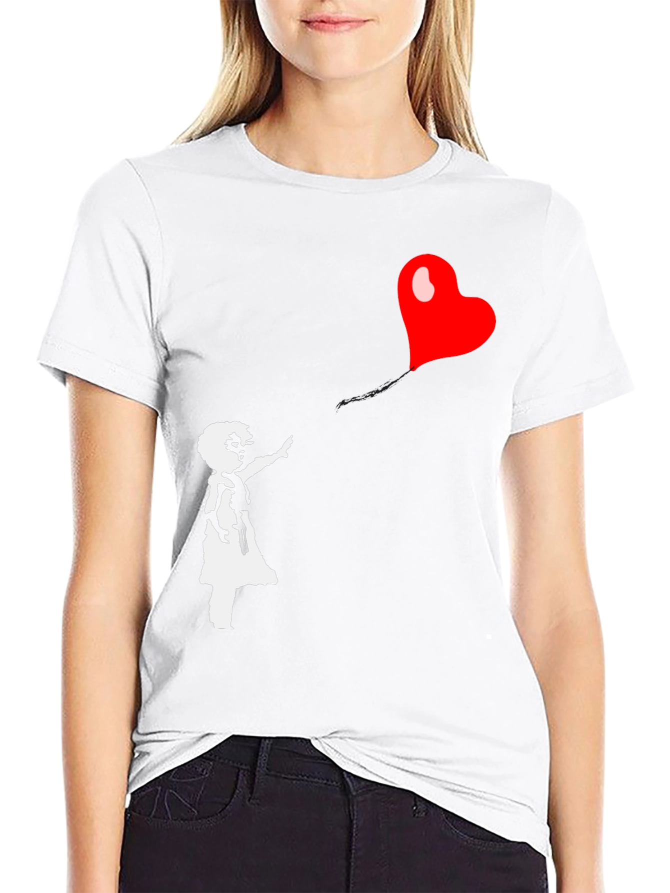 Banksy Girl with Heart Balloon Graphic Tee
