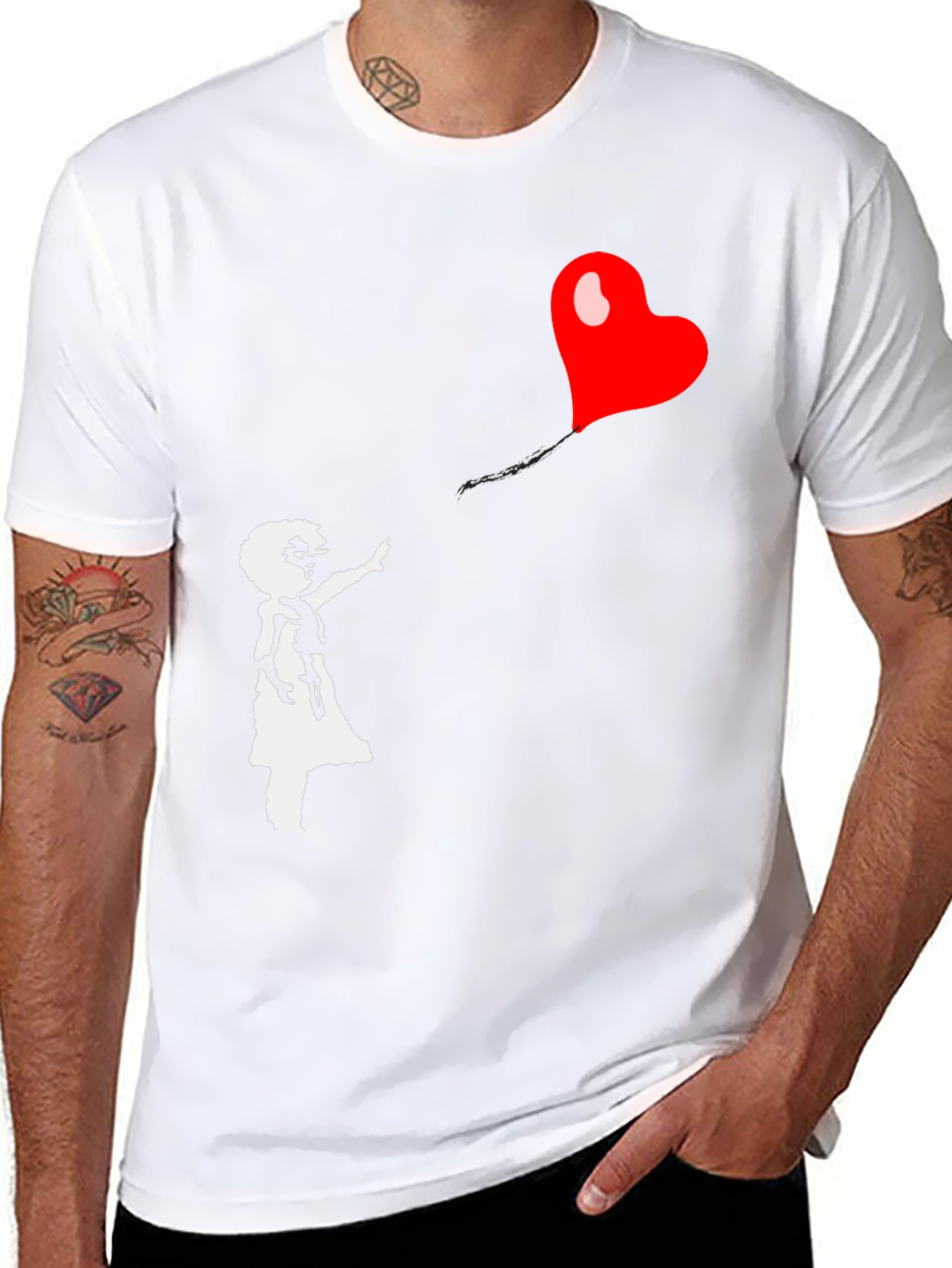 Banksy Girl with Heart Balloon Graphic Tee