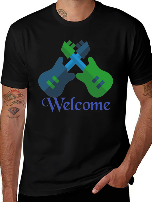 Cool Graphic Tee - Guitar Welcome Design