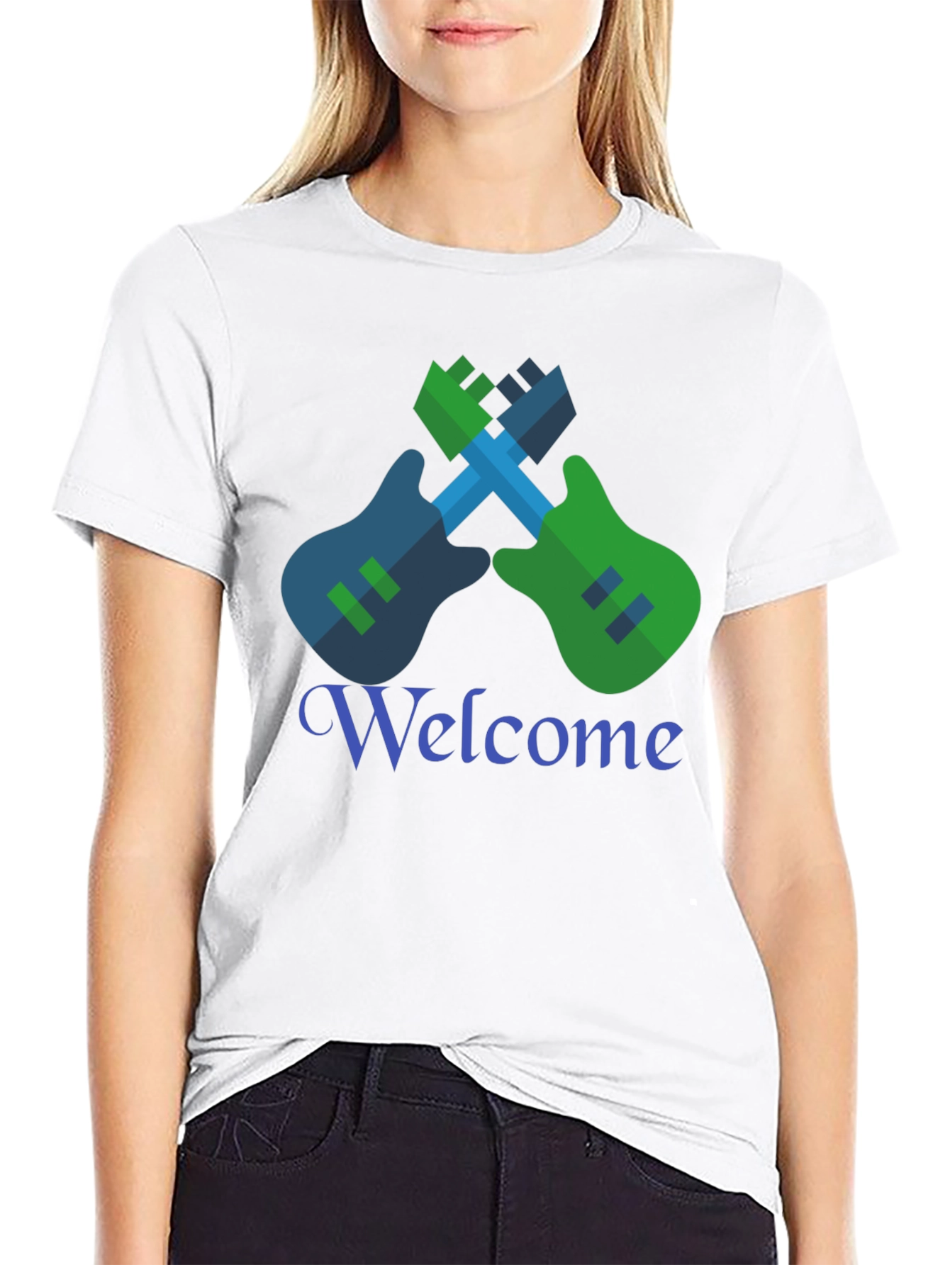 Cool Graphic Tee - Guitar Welcome Design