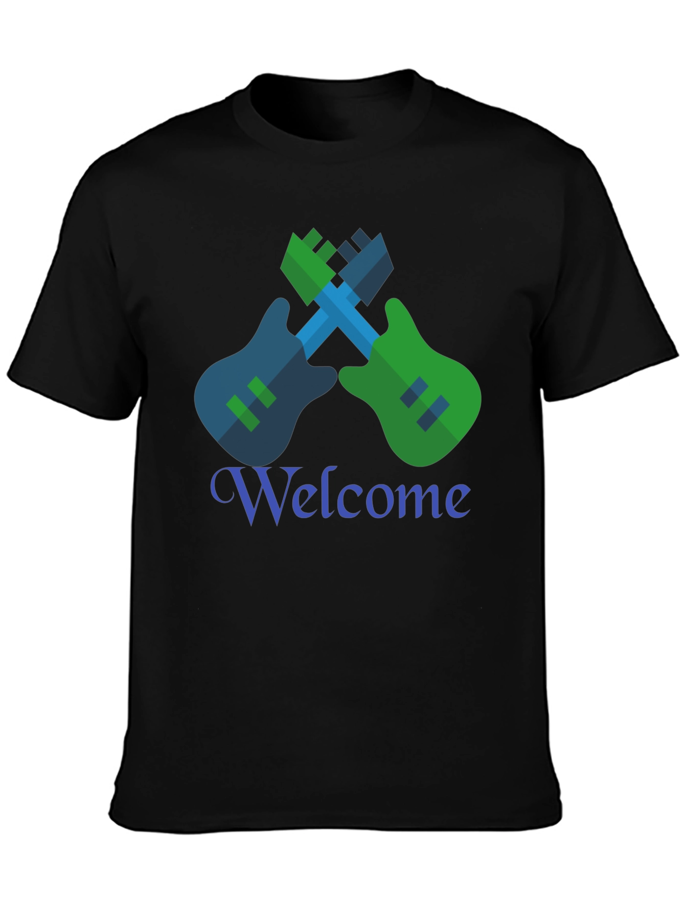 Cool Graphic Tee - Guitar Welcome Design