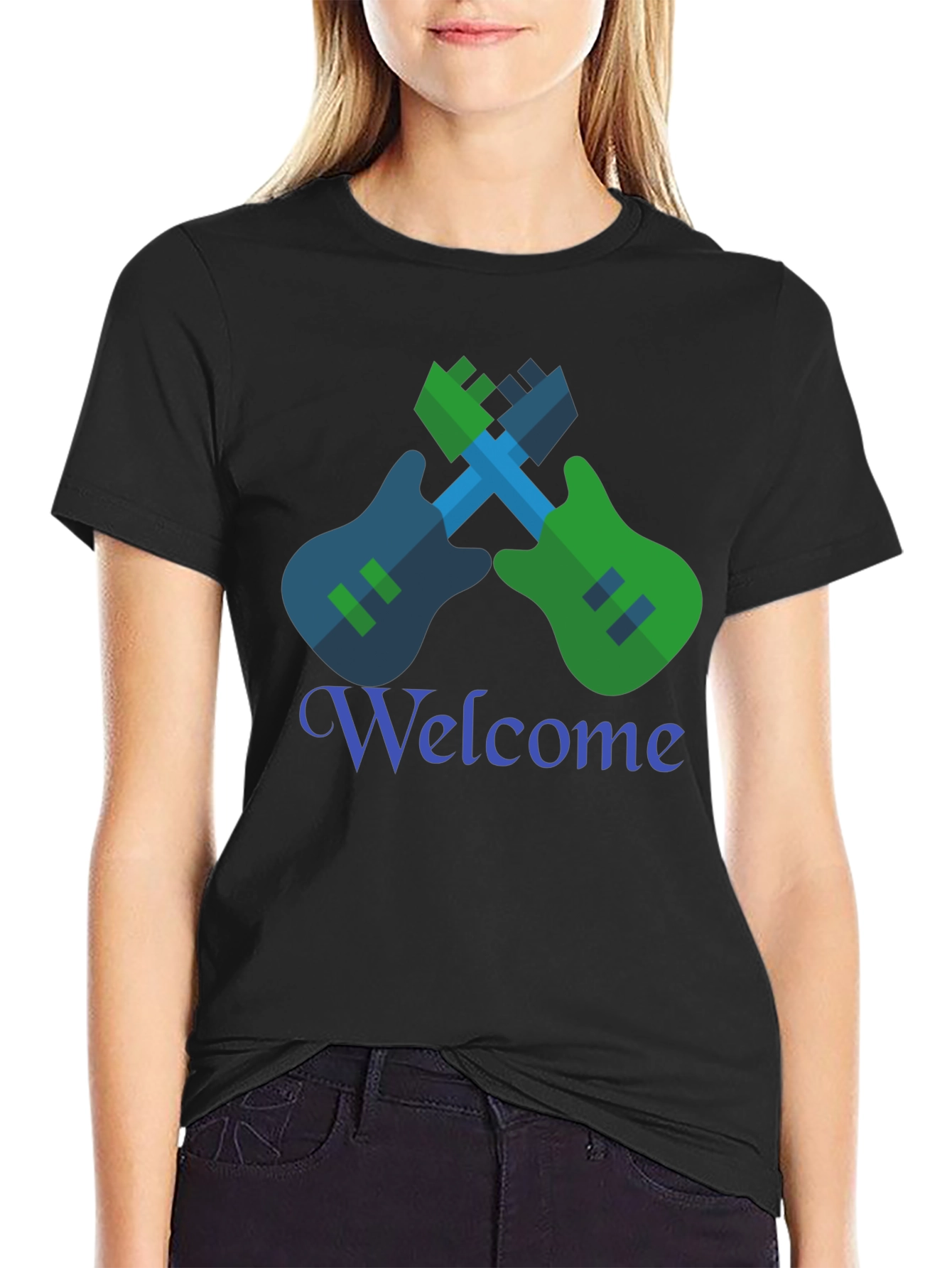 Cool Graphic Tee - Guitar Welcome Design