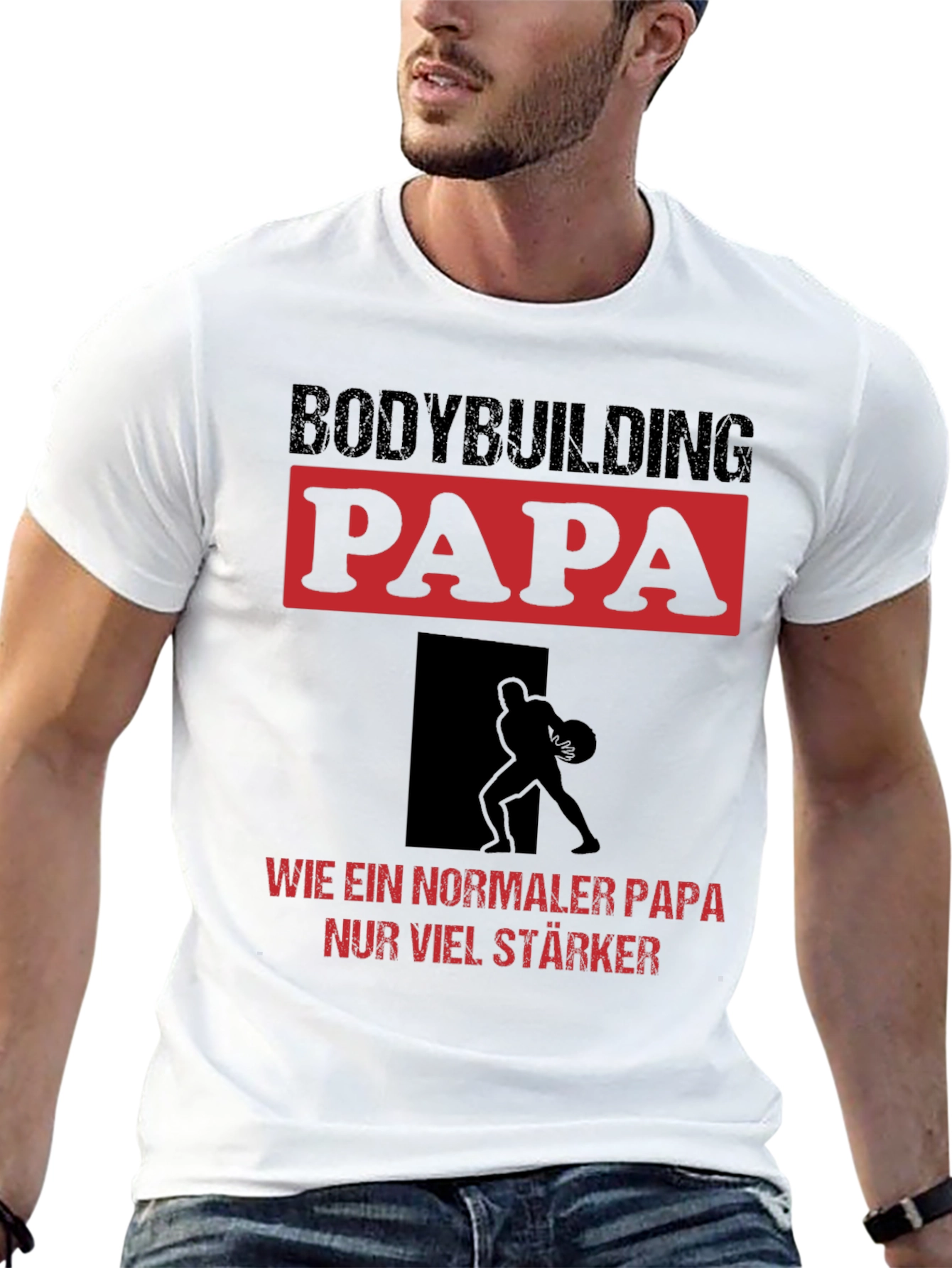 Bodybuilding Papa T-Shirt - Strong Dad Edition