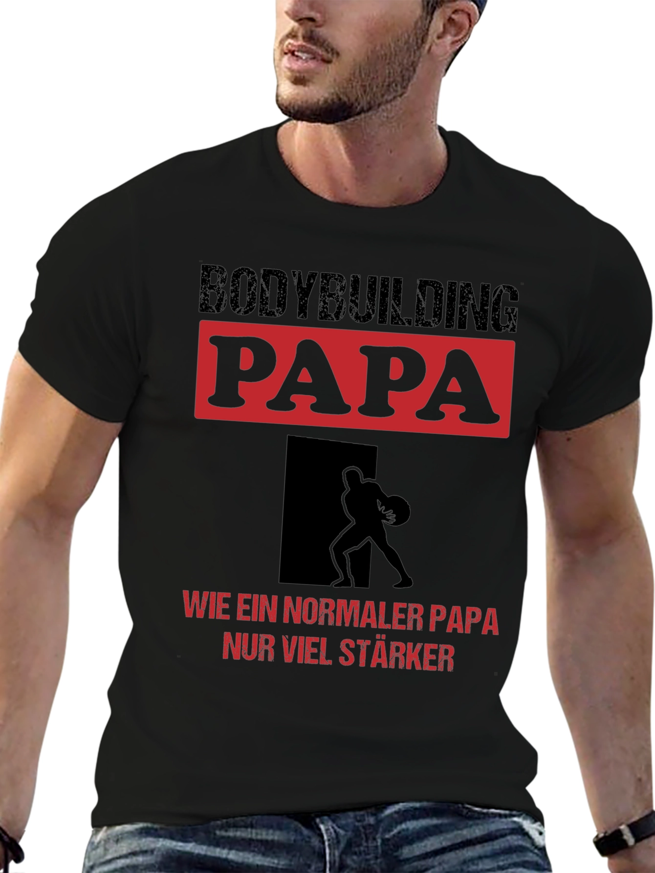 Bodybuilding Papa T-Shirt - Strong Dad Edition