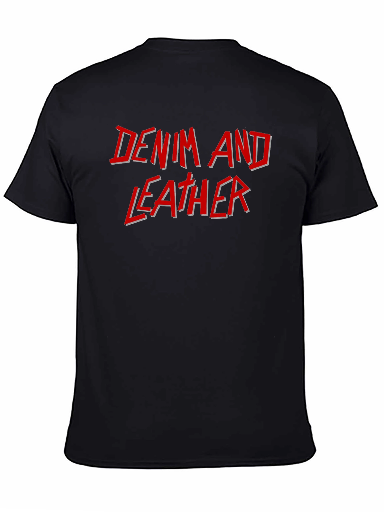 Denim and Leather Graphic T-Shirt