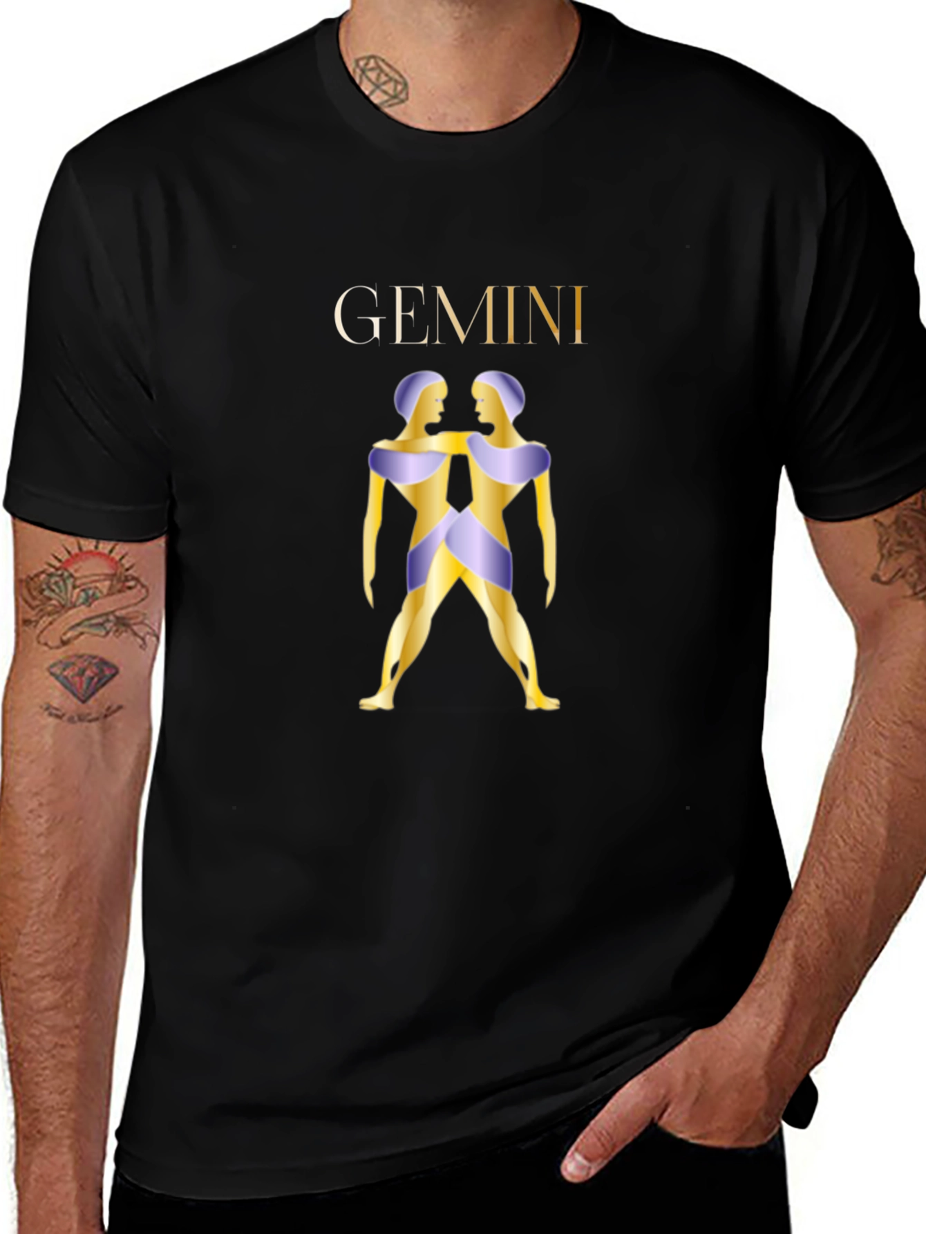 Gemini Zodiac Graphic Tee - Stylish Black T-Shirt