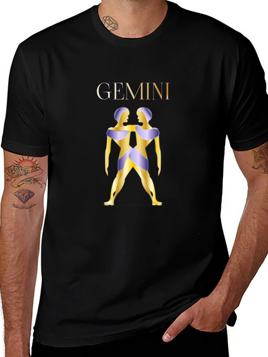 Gemini Zodiac Graphic Tee - Stylish Black T-Shirt