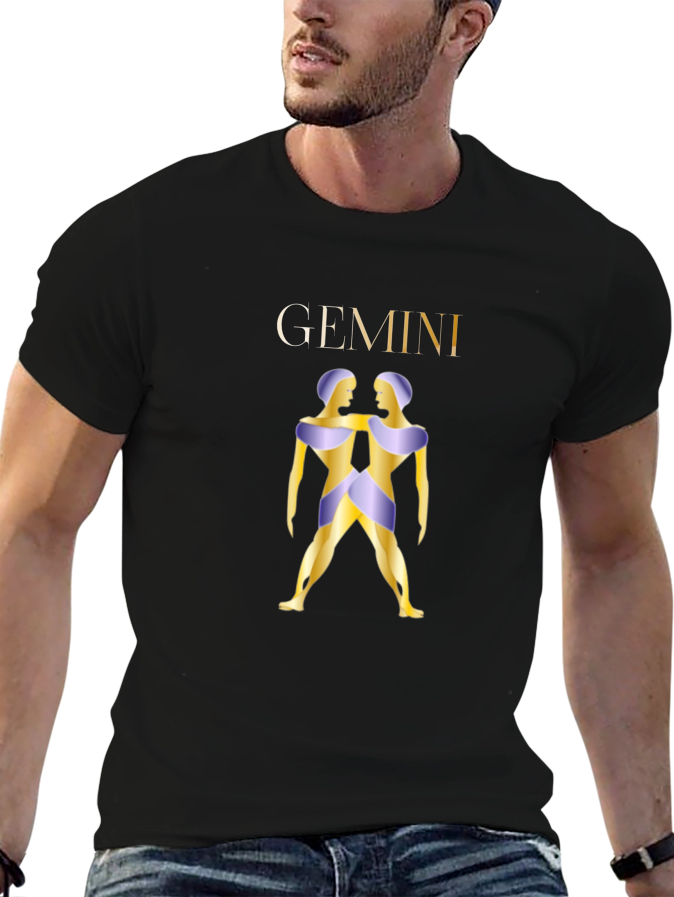 Gemini Zodiac Graphic Tee - Stylish Black T-Shirt