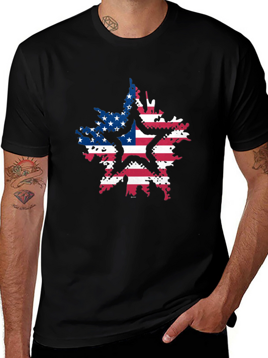 American Flag Star Black T-Shirt