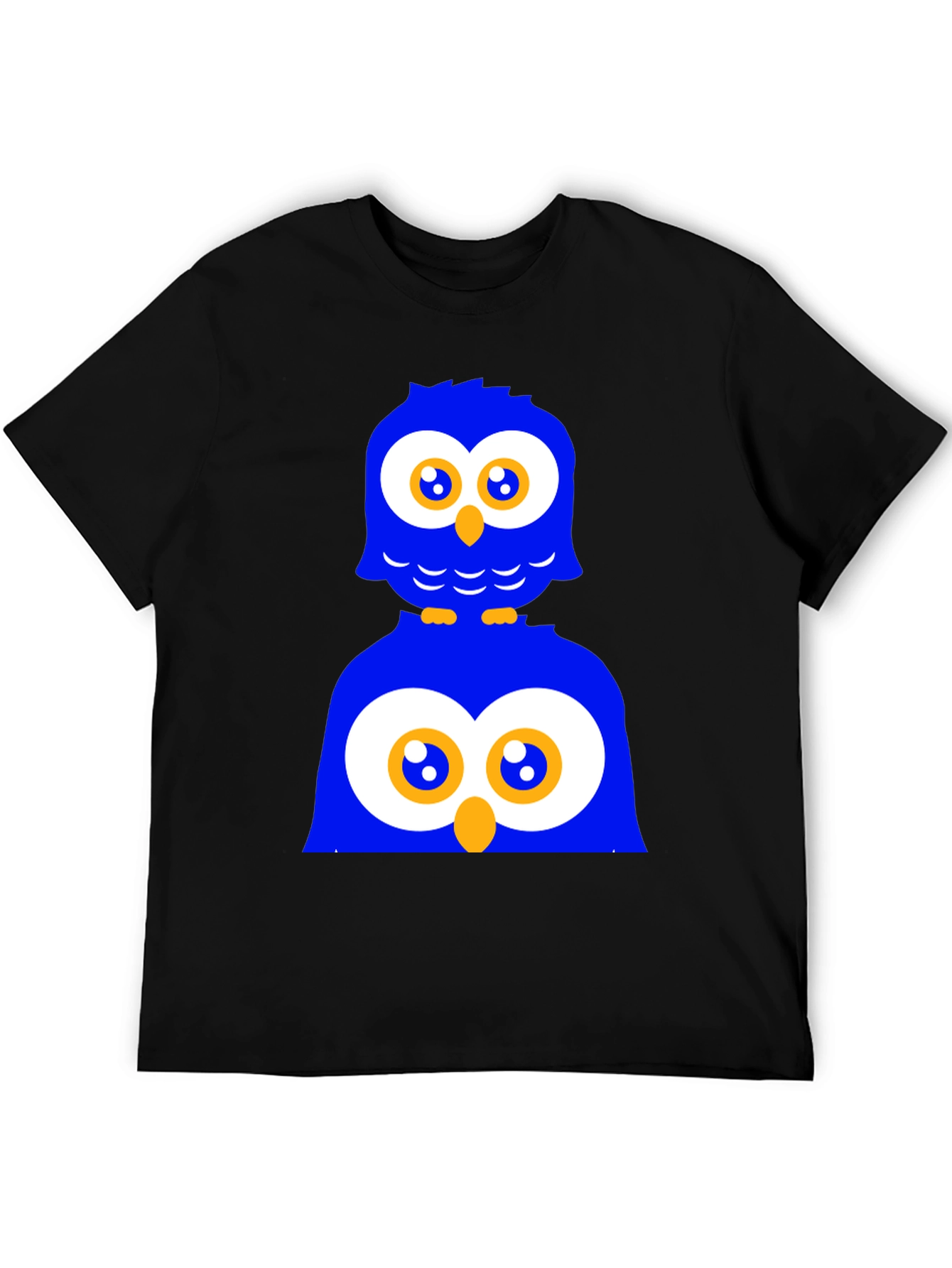 Funny Owl Graphic Print Black T-Shirt