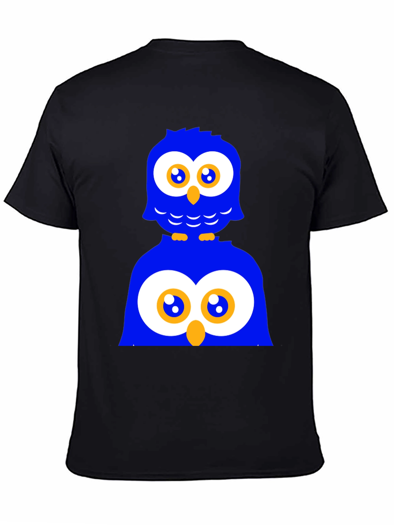 Funny Owl Graphic Print Black T-Shirt