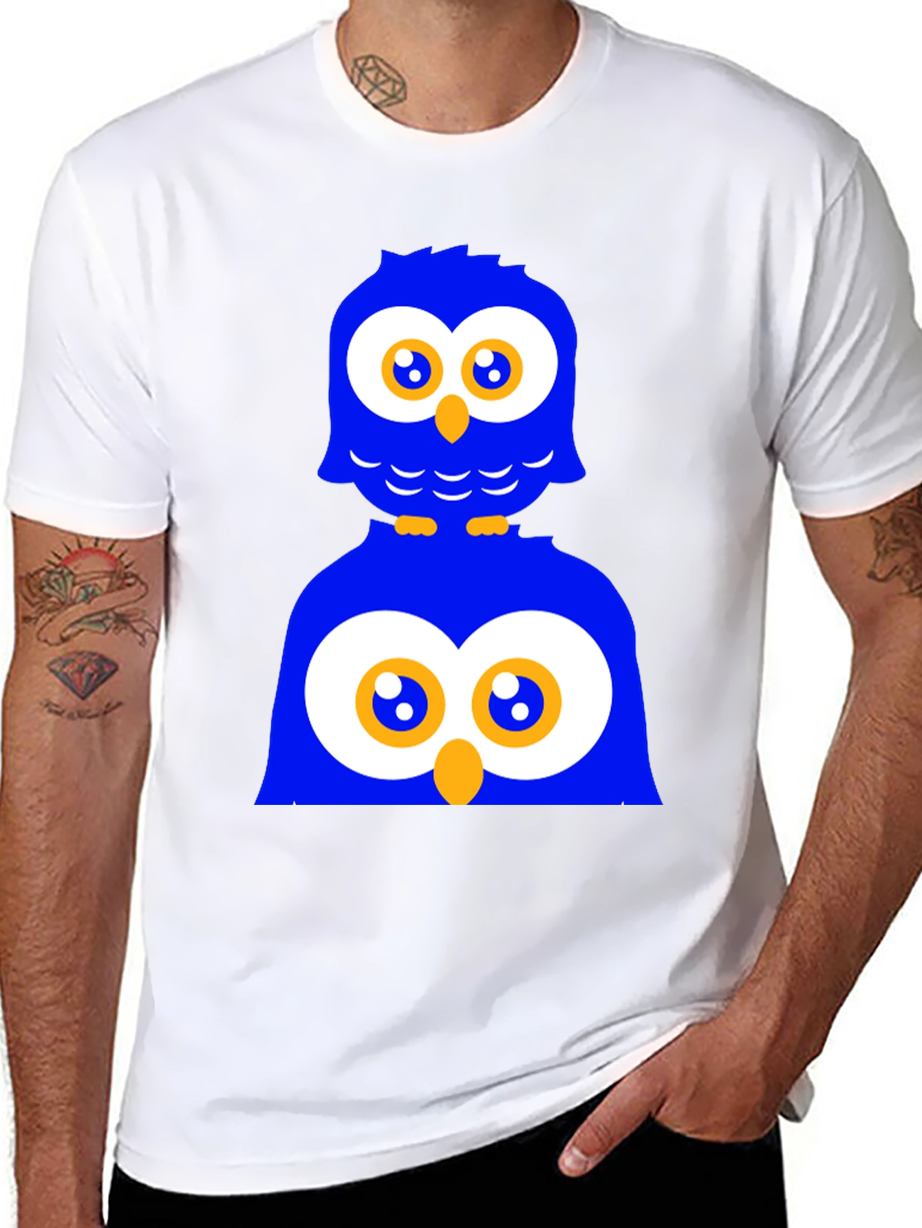 Funny Owl Graphic Print Black T-Shirt