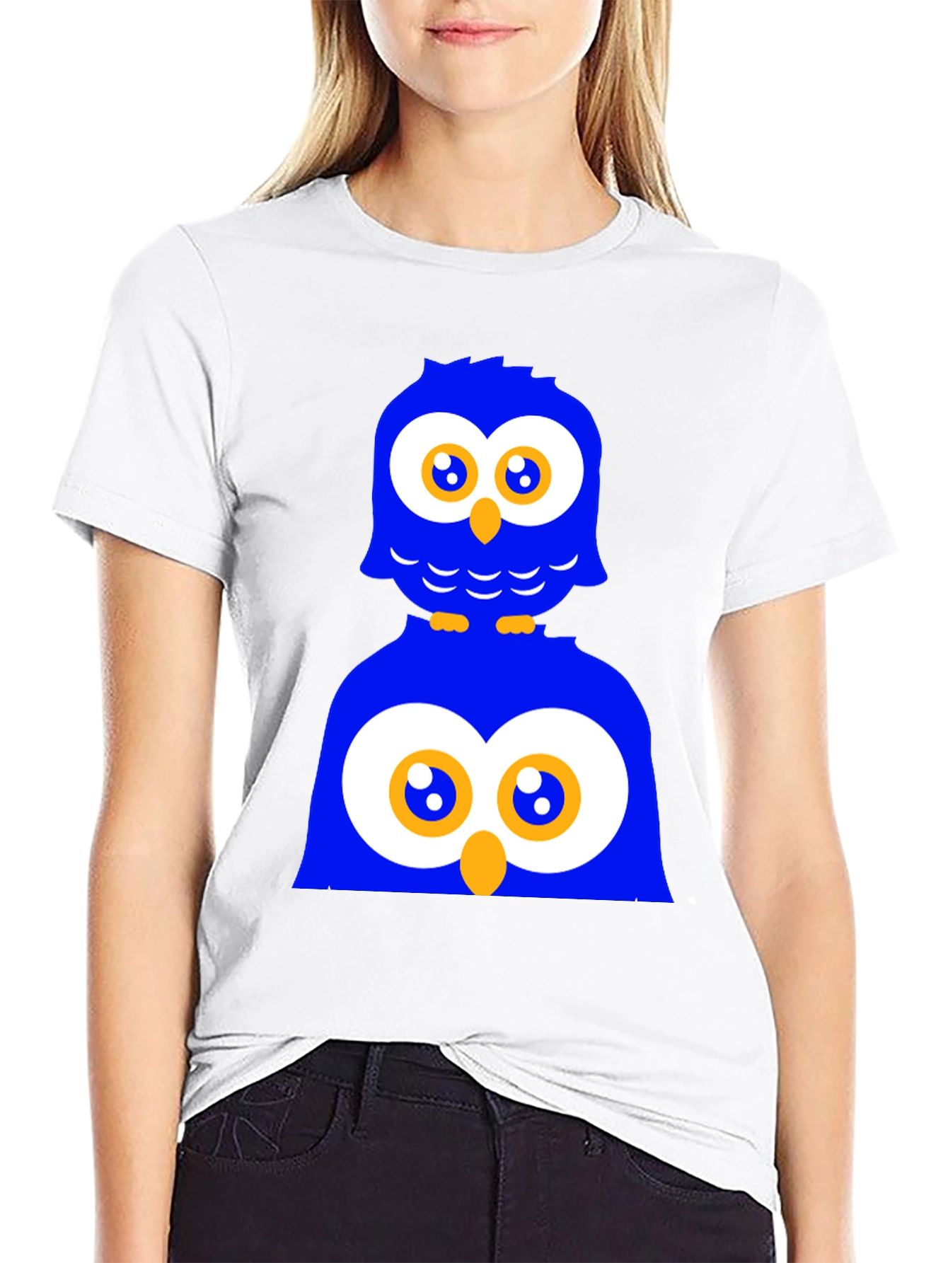 Funny Owl Graphic Print Black T-Shirt