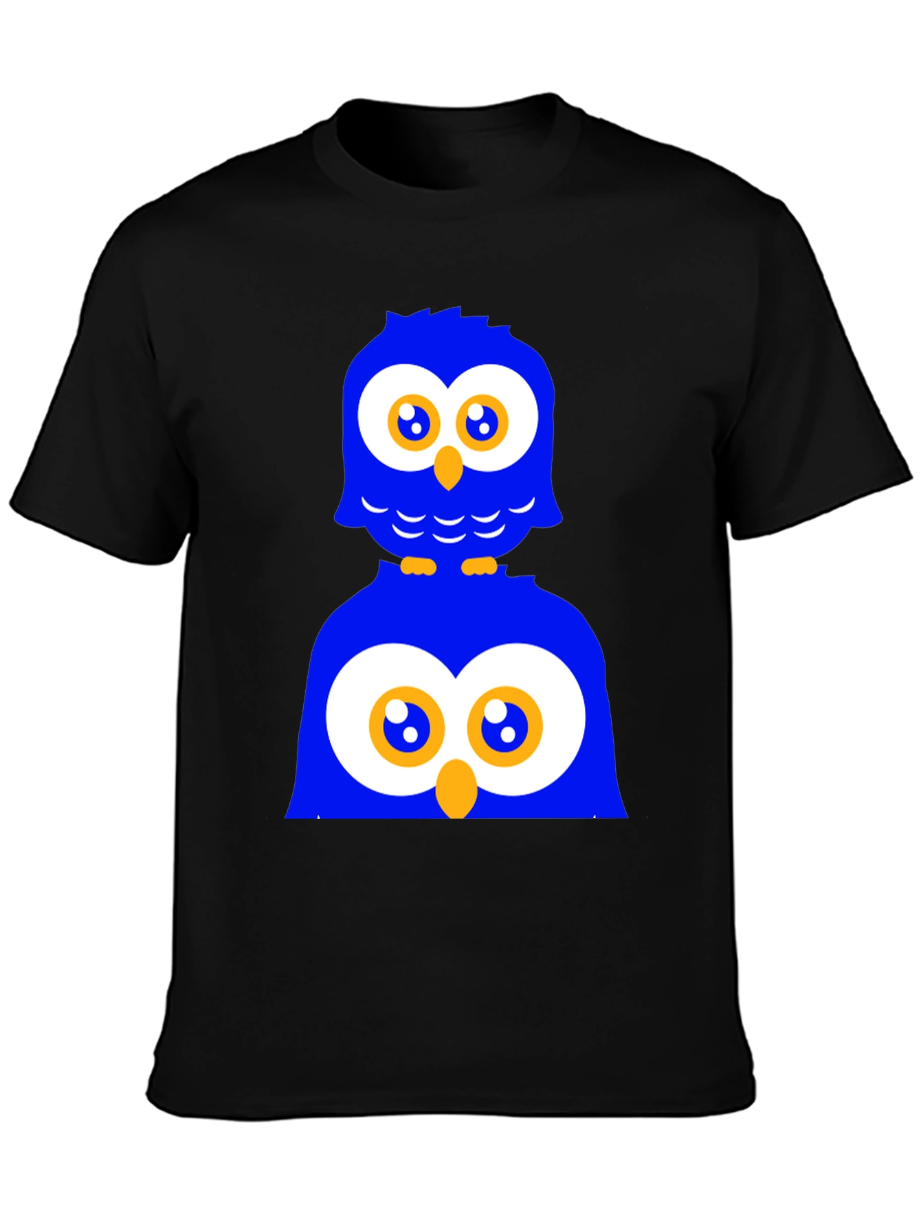 Funny Owl Graphic Print Black T-Shirt