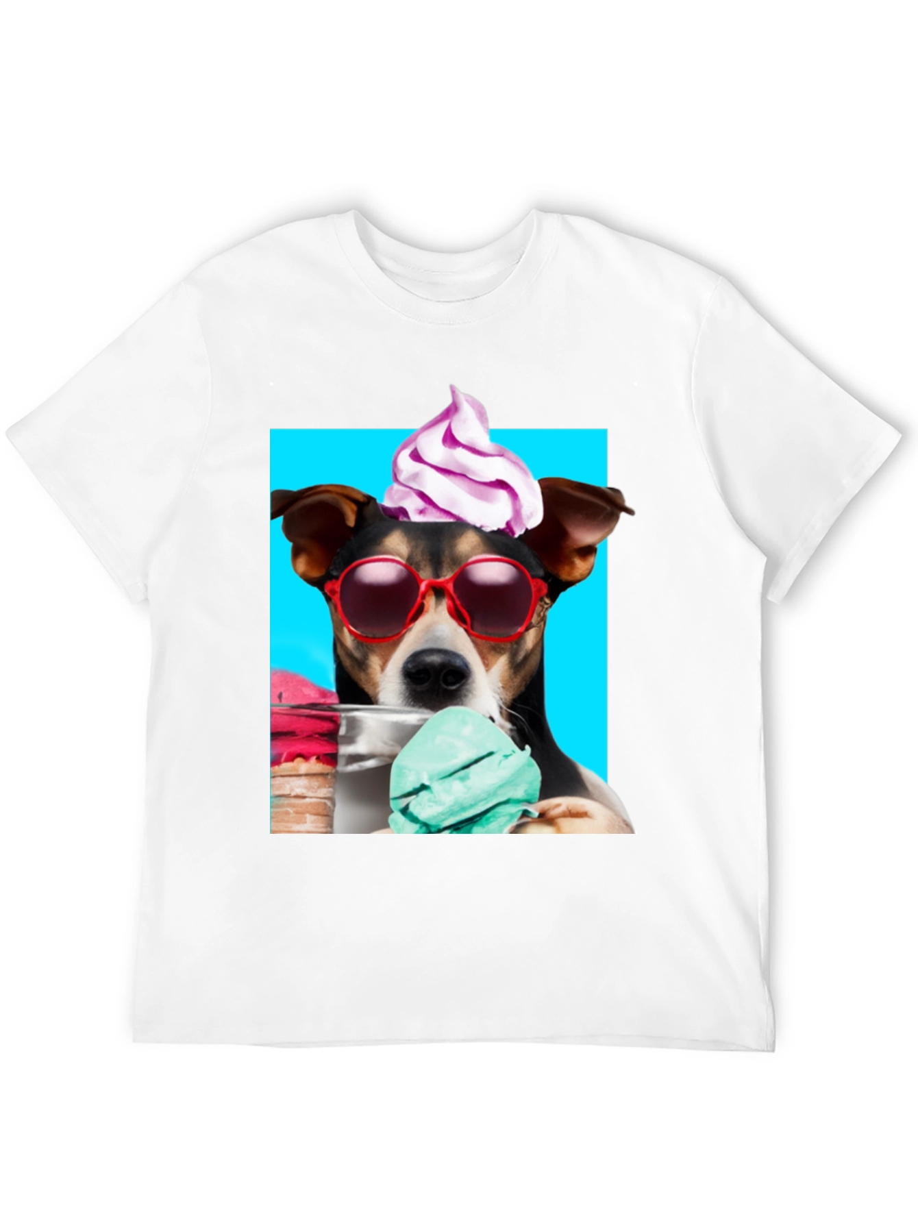 Dog with Ice Cream Black Graphic Tee