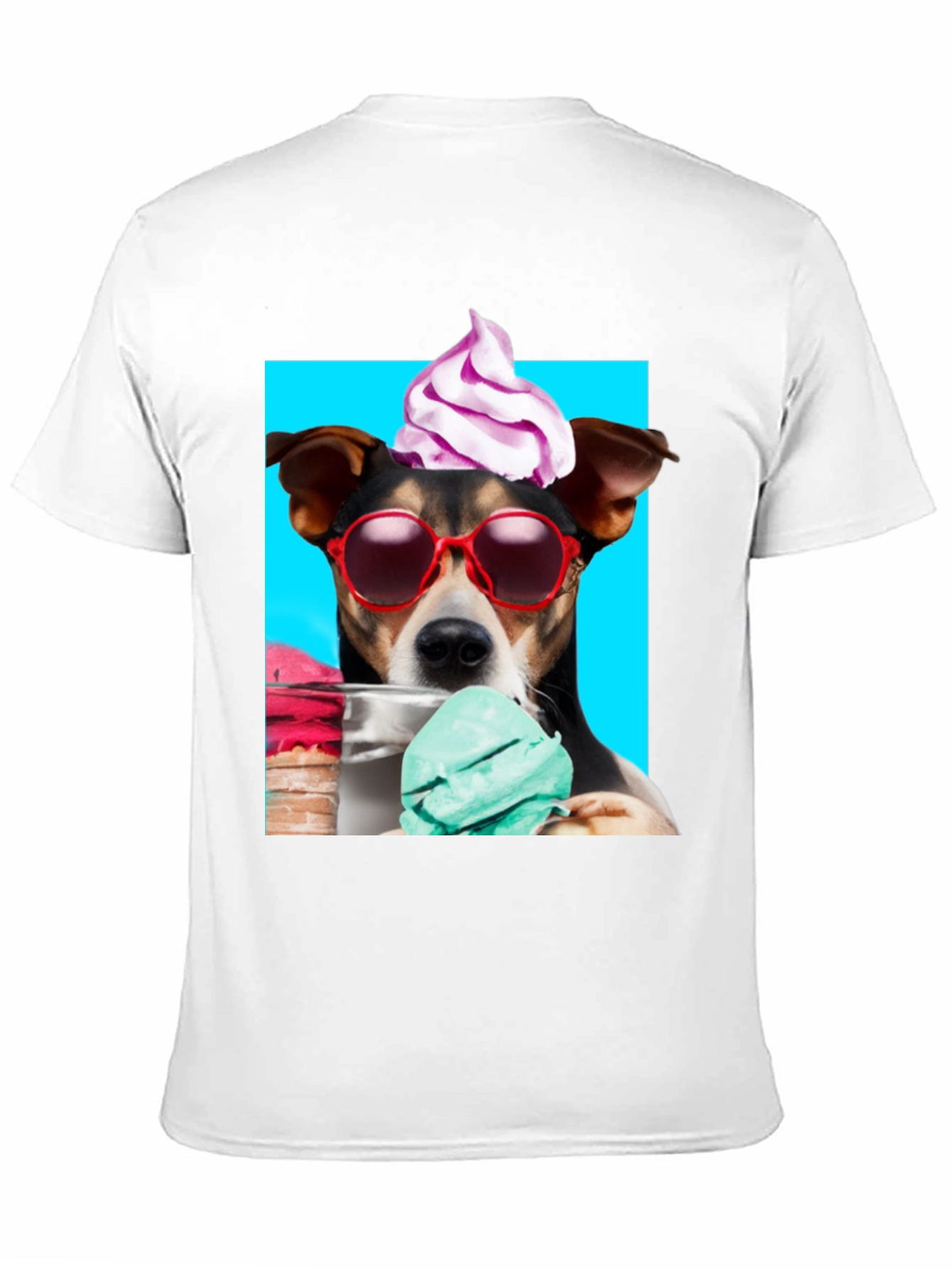 Dog with Ice Cream Black Graphic Tee
