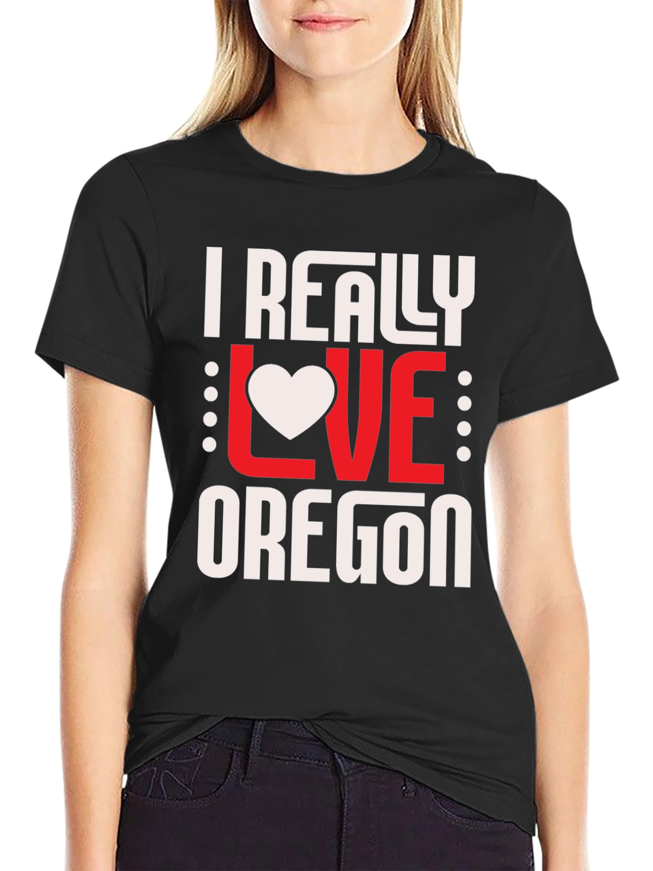 I Really Love Oregon Graphic Tee - Black