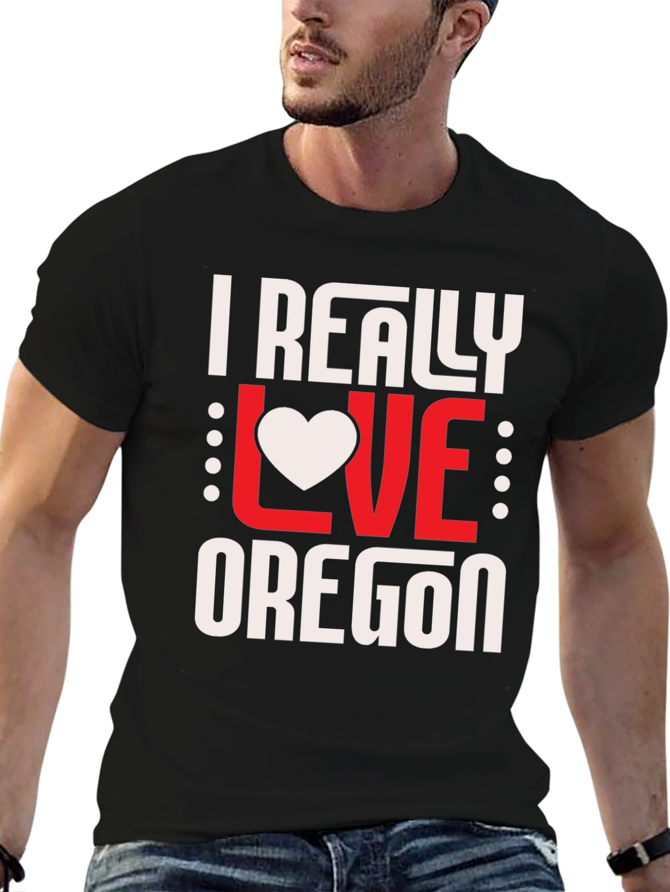 I Really Love Oregon Graphic Tee - Black