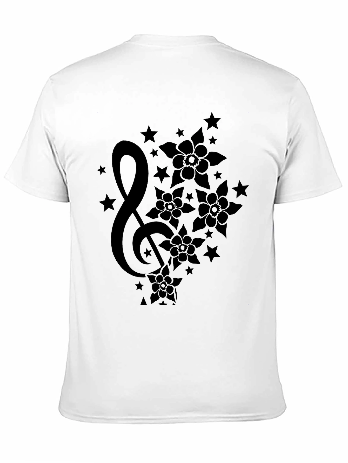 Floral Music T-Shirt - Stylish Black Graphic Tee