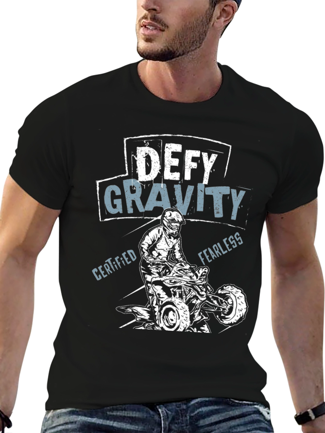 Defy Gravity ATV Rider Graphic T-Shirt - Black