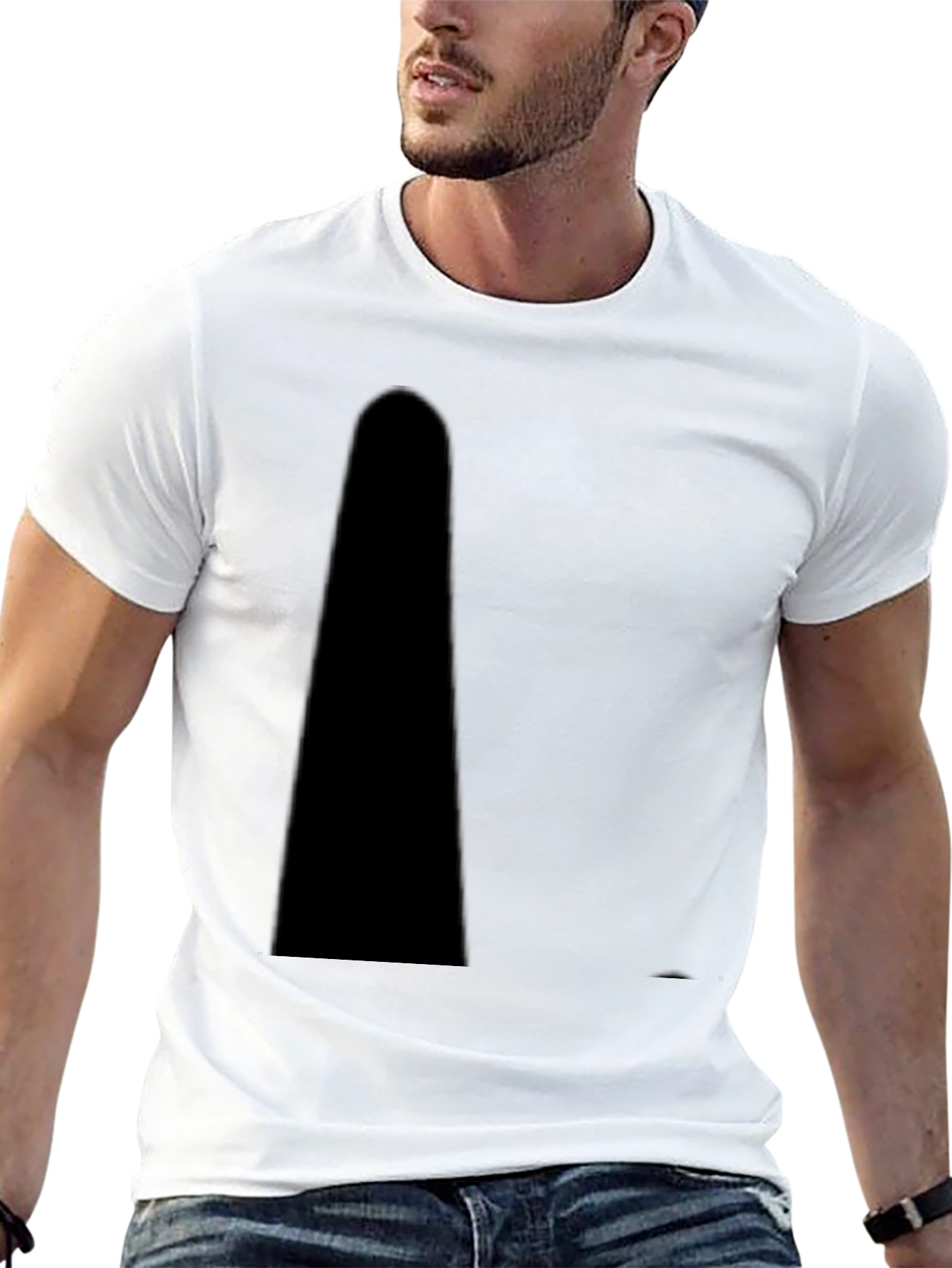 Mens Solid Black Casual T-Shirt