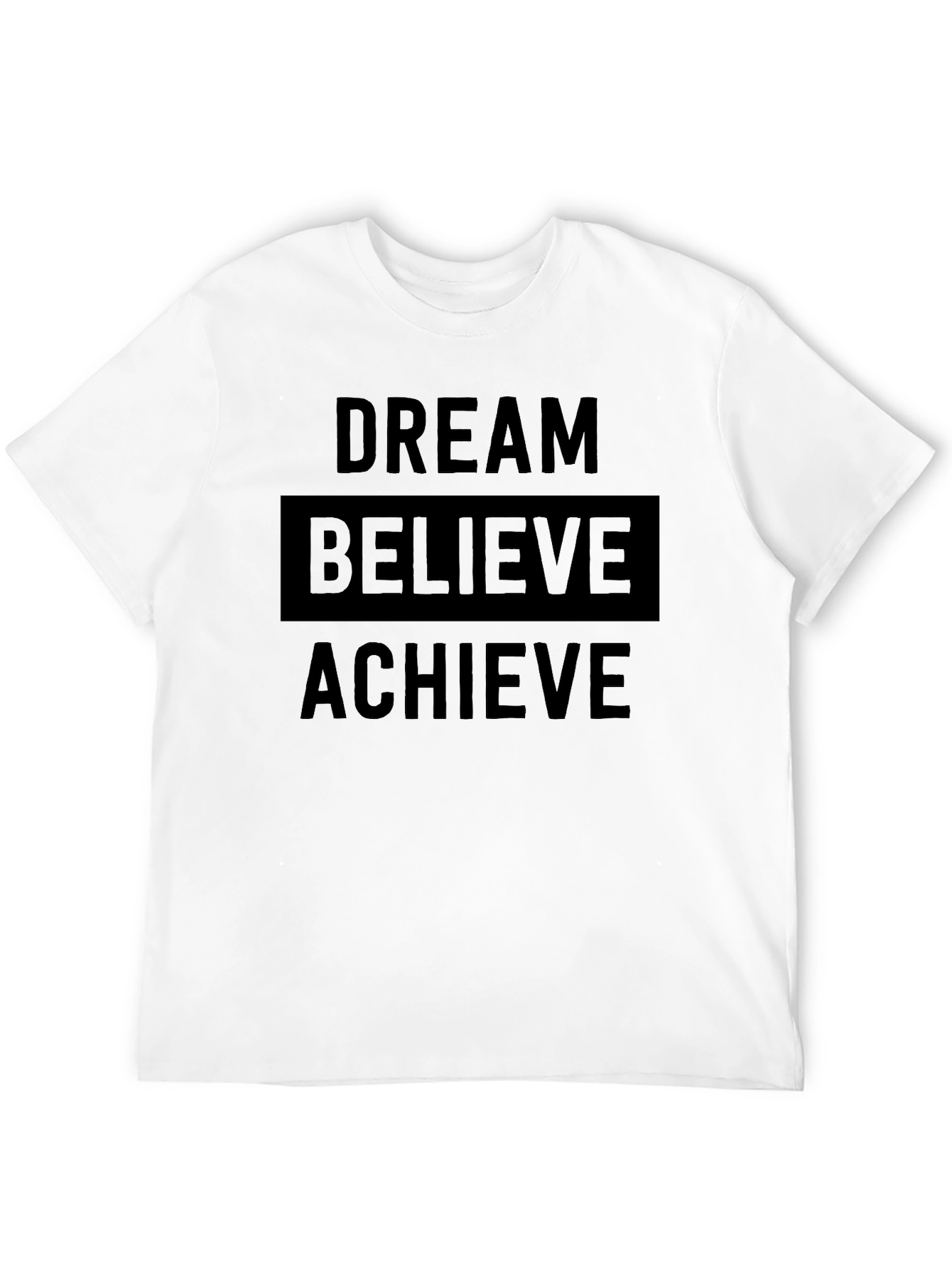 Dream Believe Achieve Mens Black Graphic T-Shirt