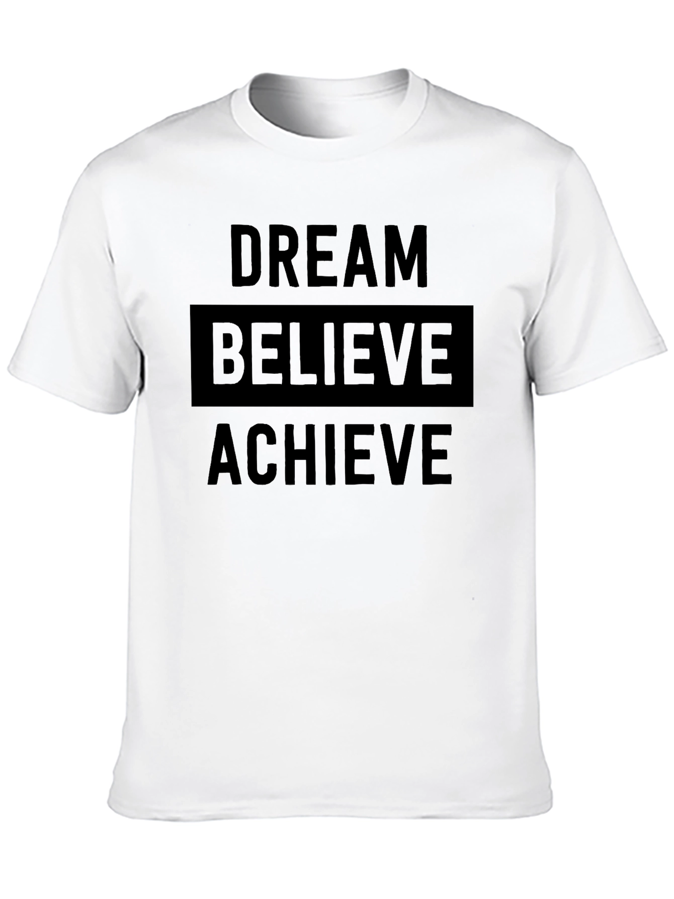 Dream Believe Achieve Mens Black Graphic T-Shirt