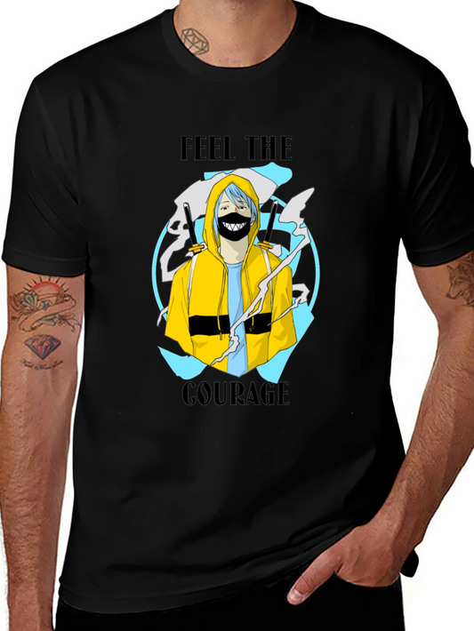 Feel The Courage Graphic Print Black T-Shirt