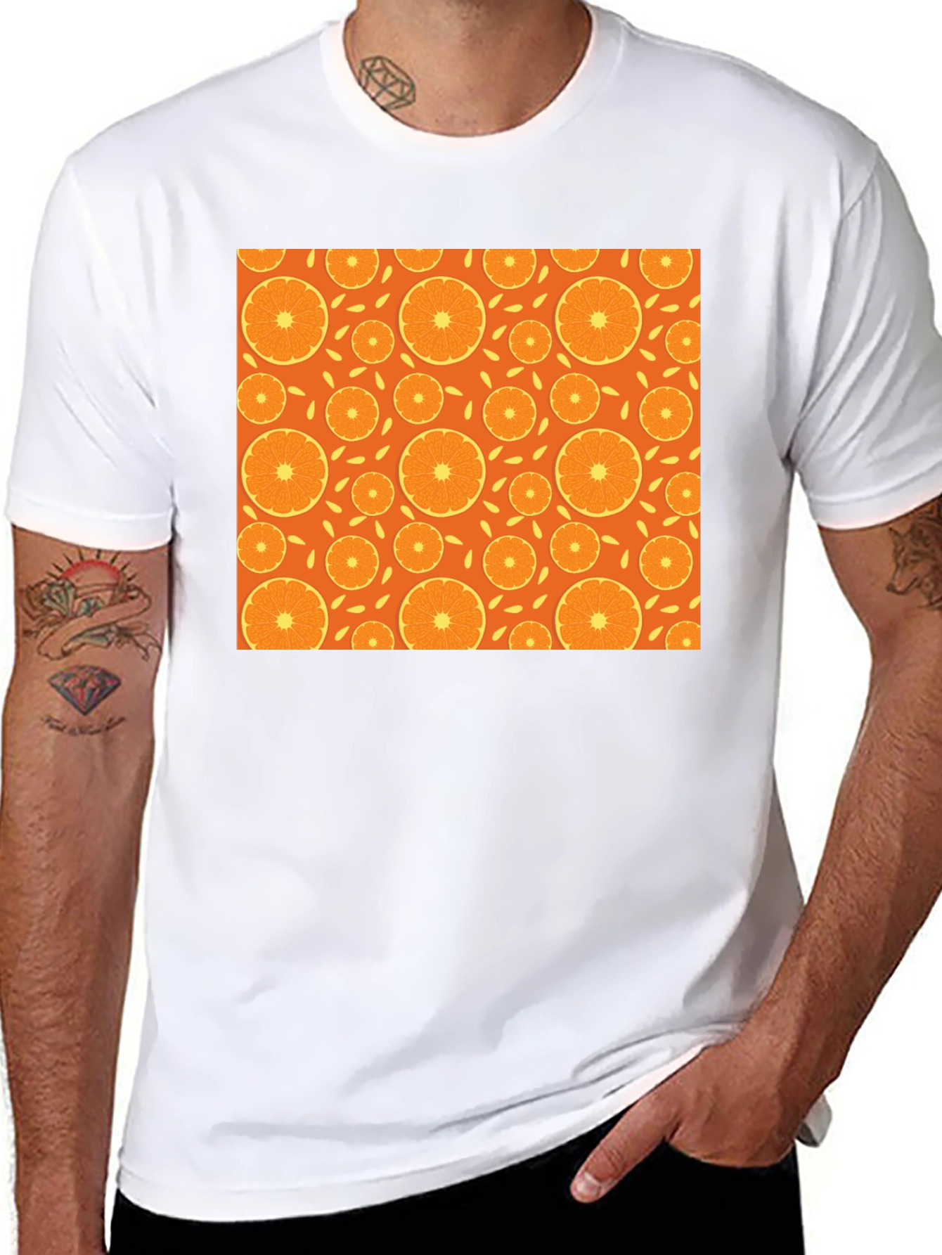 Orange Slice Pattern T-Shirt - Stylish Graphic Tee