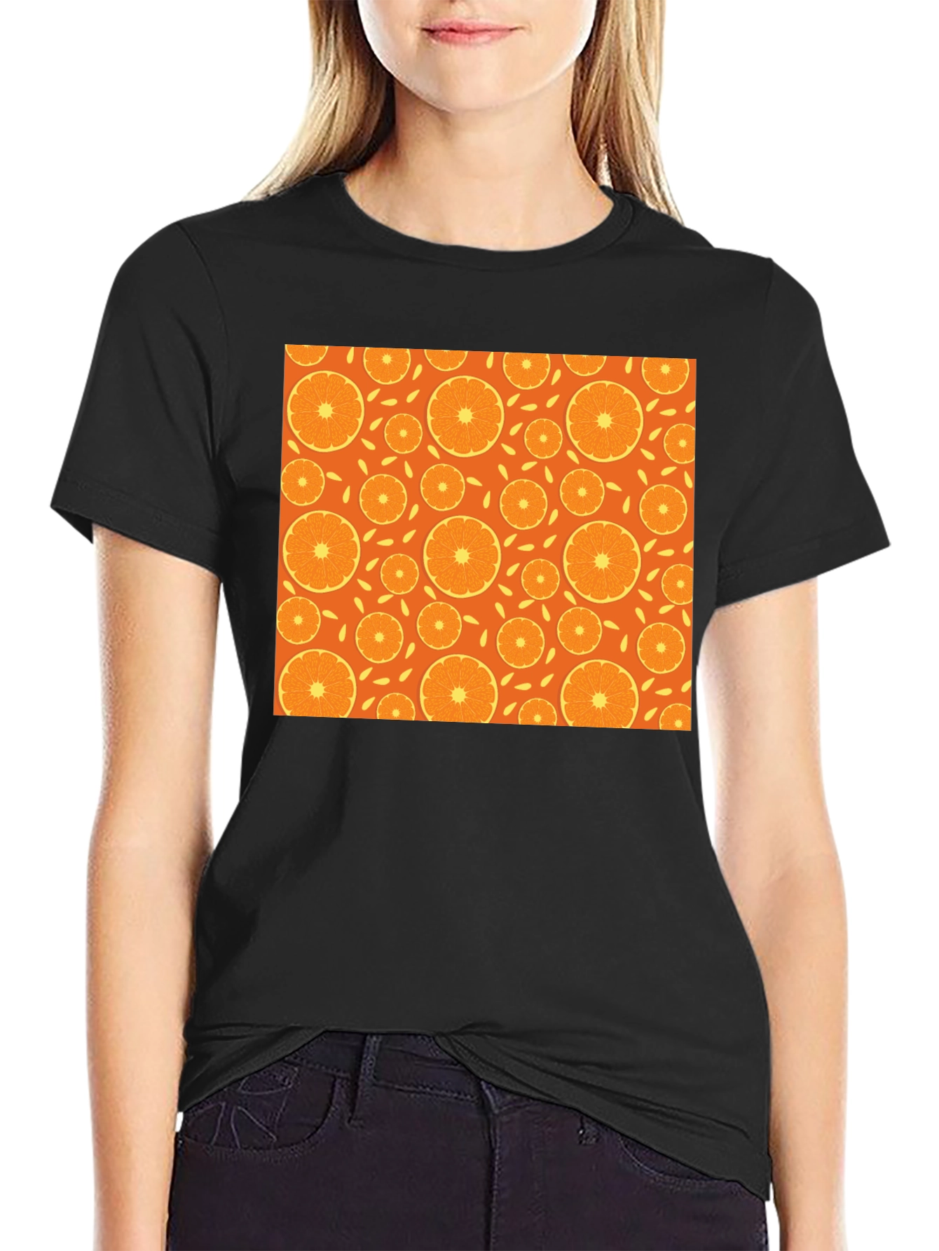 Orange Slice Pattern T-Shirt - Stylish Graphic Tee