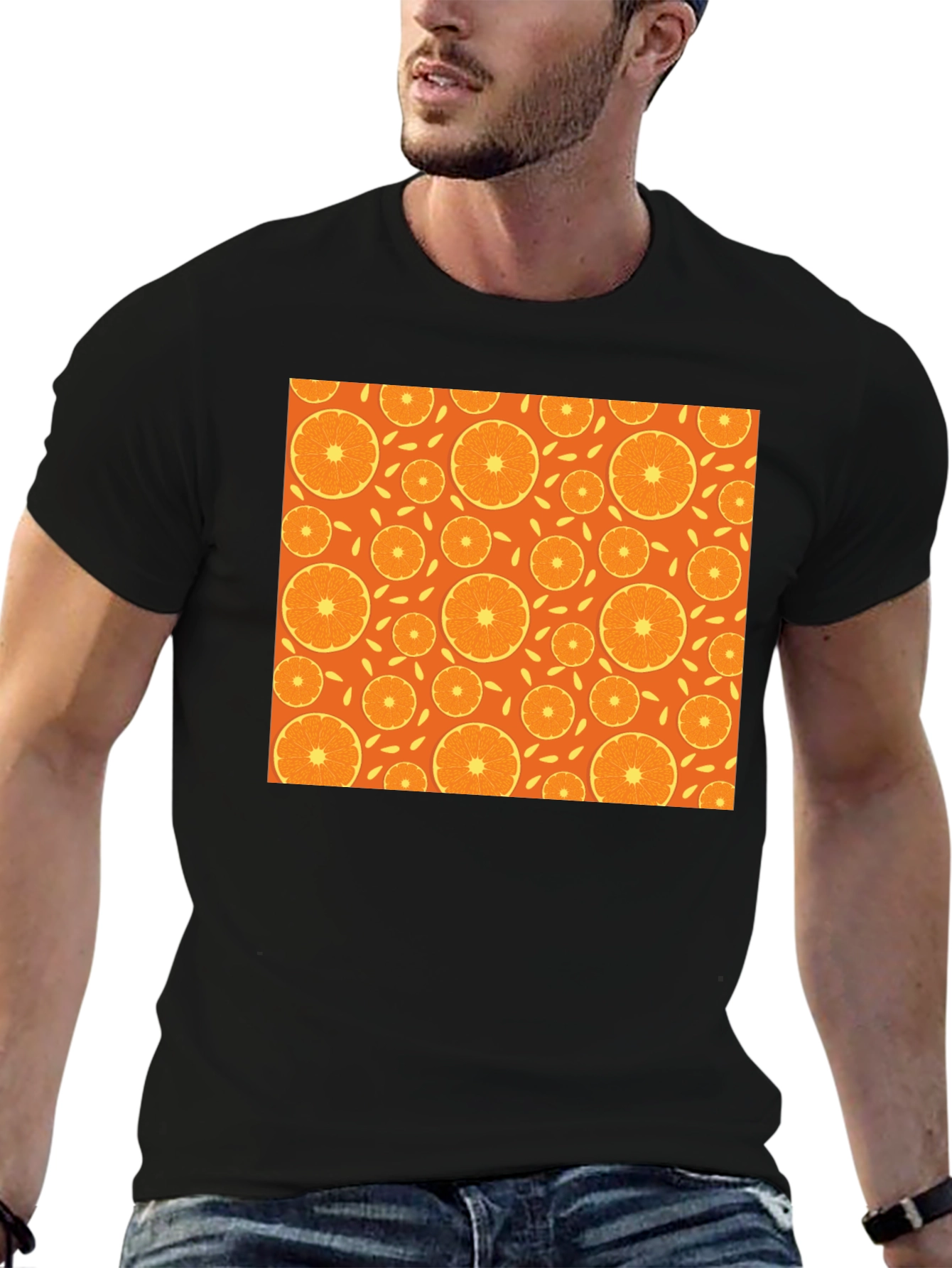 Orange Slice Pattern T-Shirt - Stylish Graphic Tee