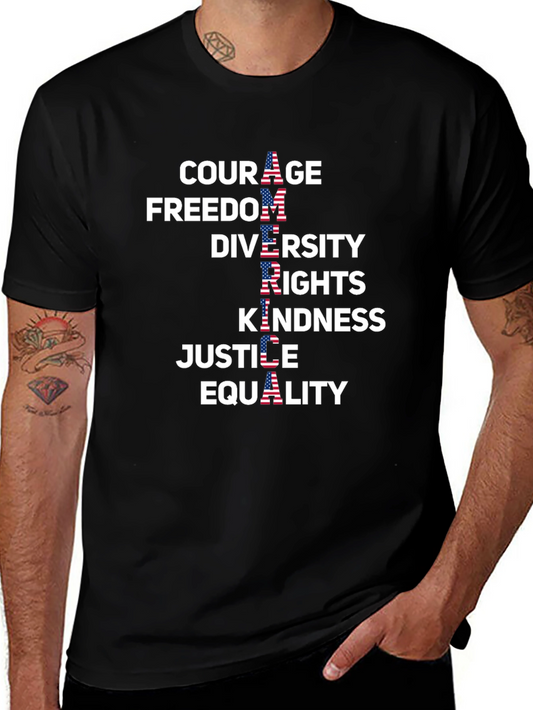 American Values Graphic Tee - Courage Freedom Diversity