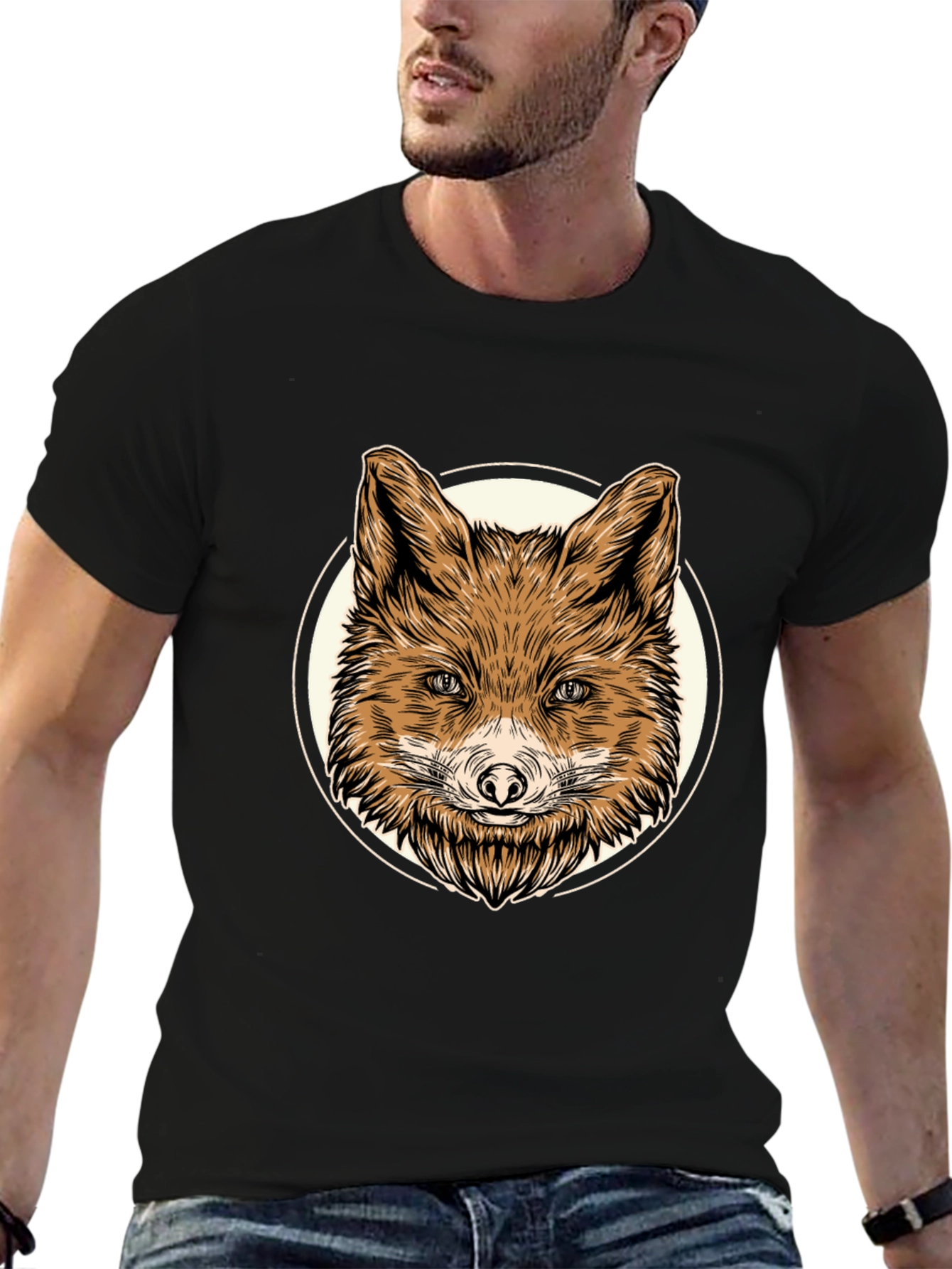 Fox Graphic Tee - Mens Black Cotton T-Shirt